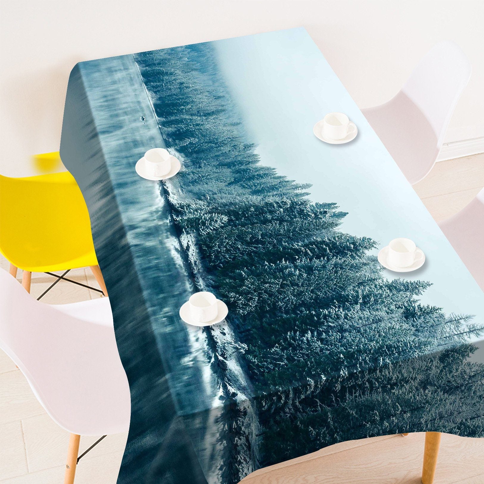 3D Snow Forest Lake 438 Tablecloths Wallpaper AJ Wallpaper