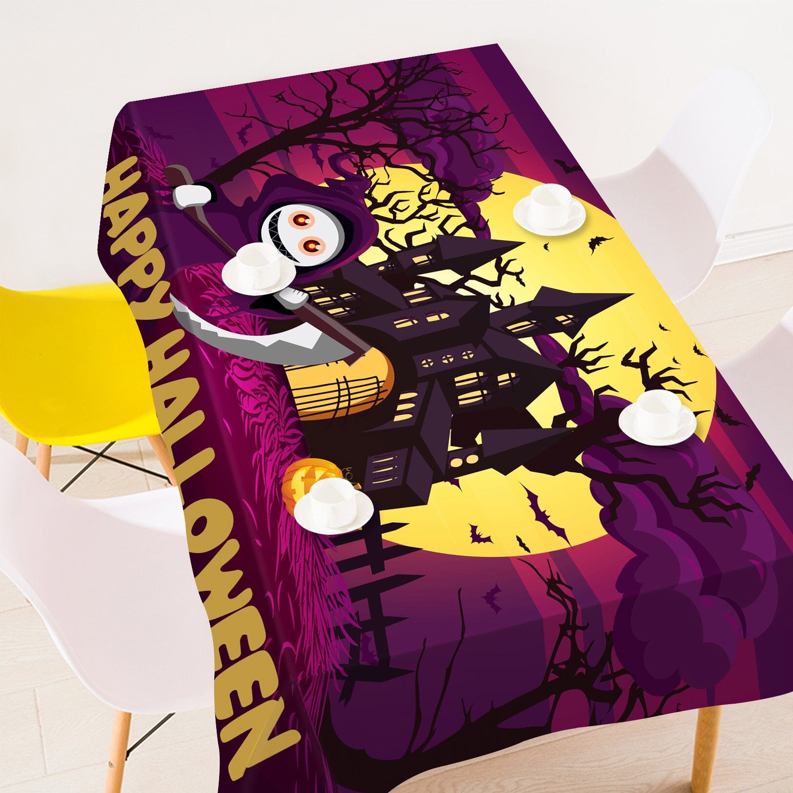 3D Moon Villa Scythe 043 Halloween Tablecloths Wallpaper AJ Wallpaper