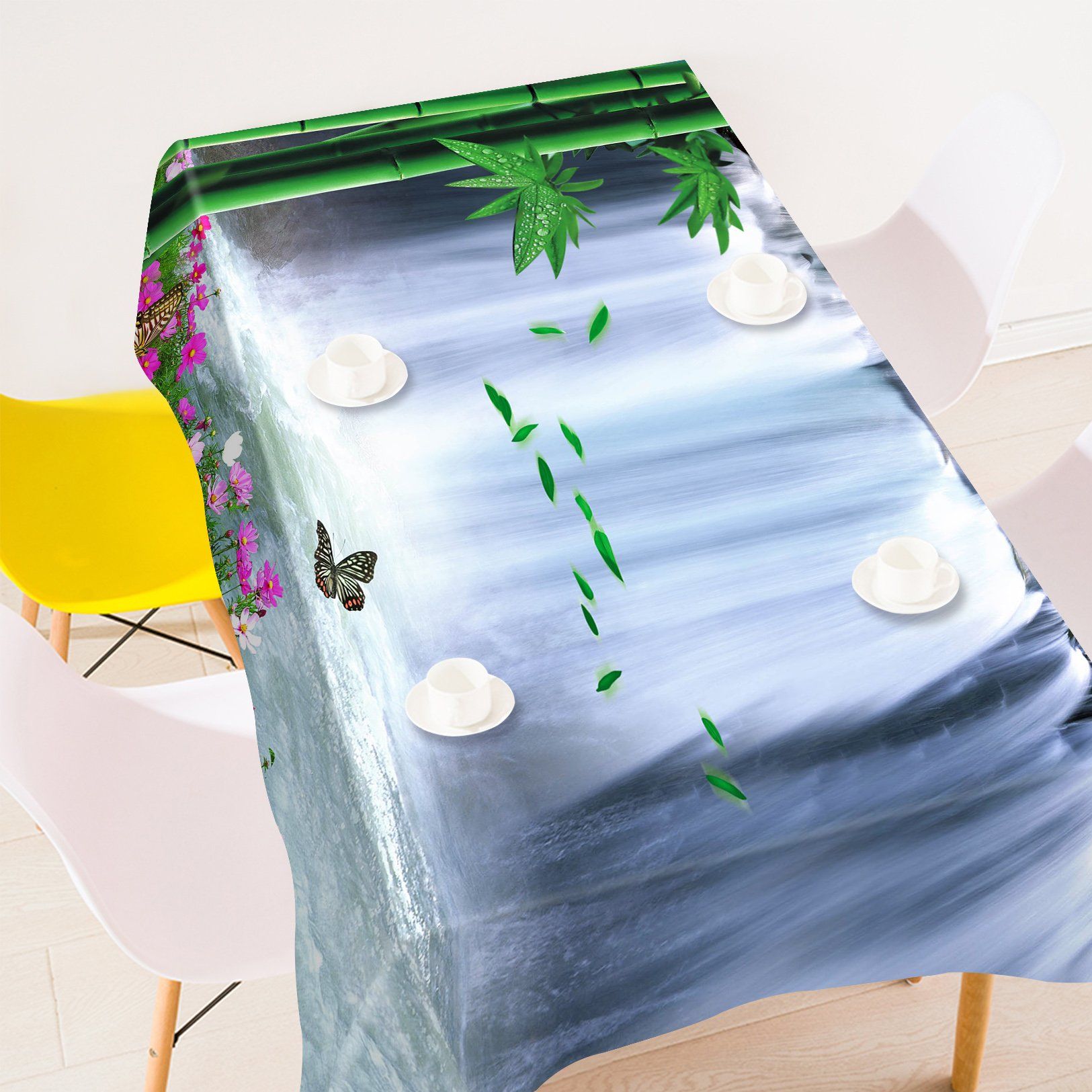 3D Waterfall Bamboos 217 Tablecloths Wallpaper AJ Wallpaper
