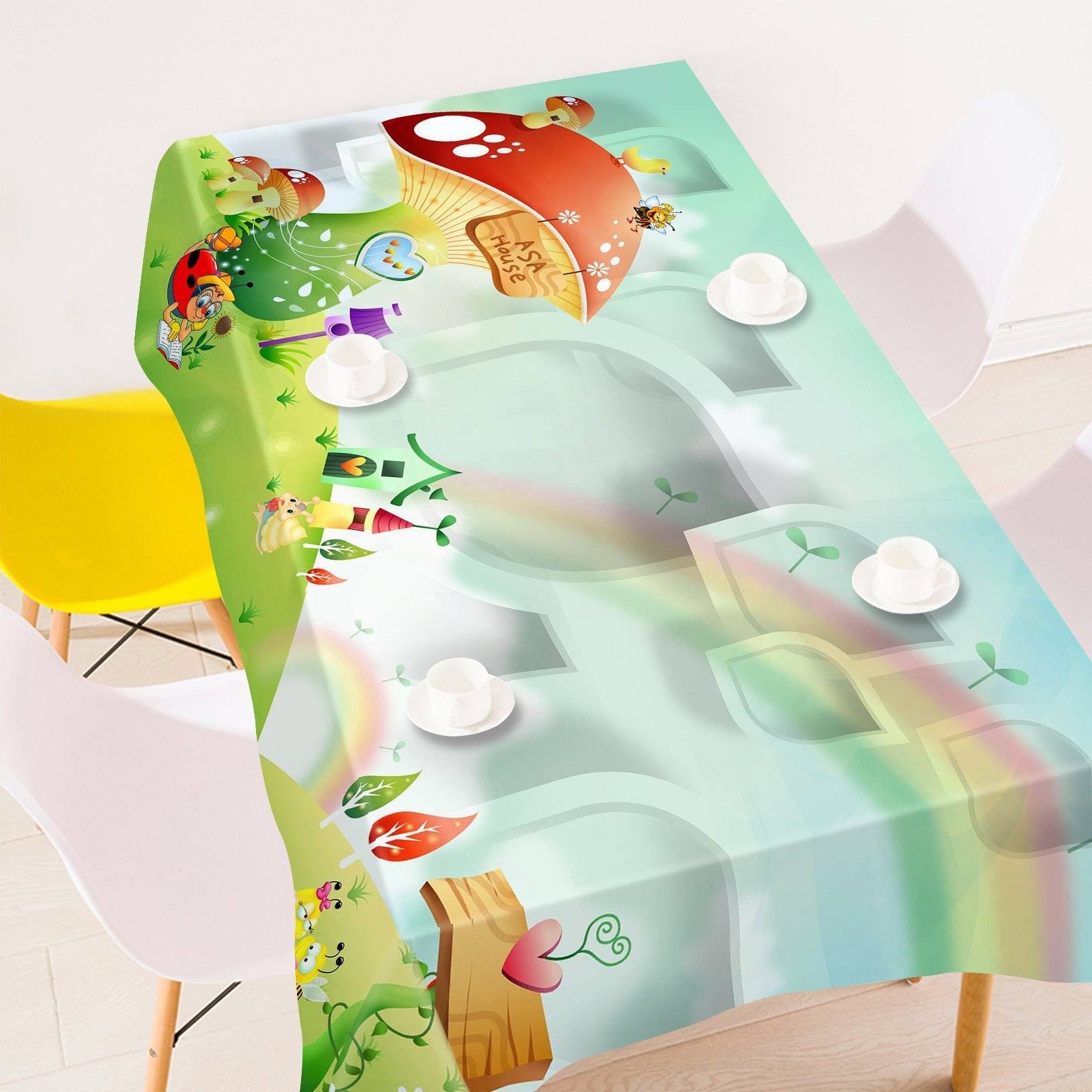 3D Lovely Mushroom House 29 Tablecloths Wallpaper AJ Wallpaper