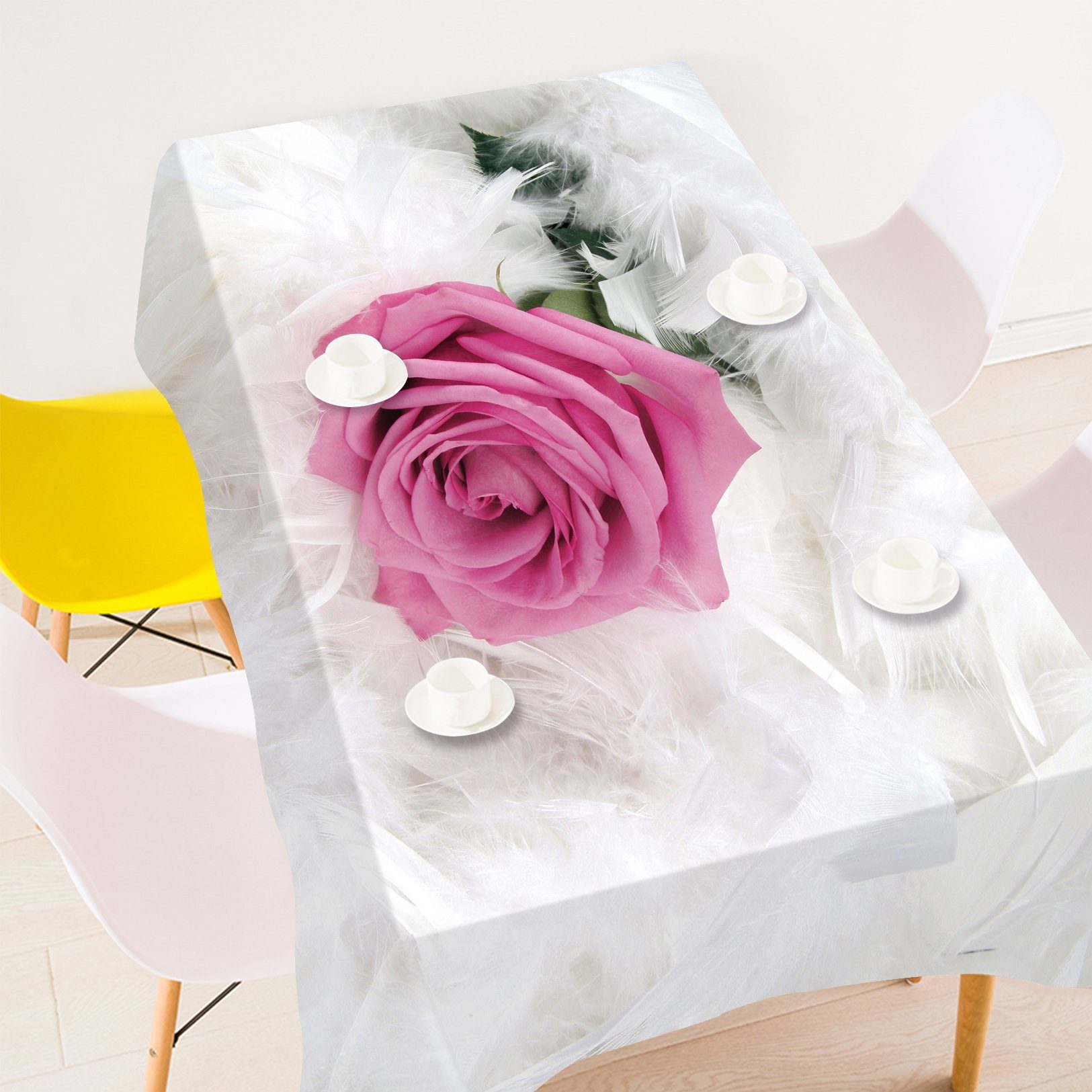 3D Feathers Red Rose 287 Tablecloths Wallpaper AJ Wallpaper
