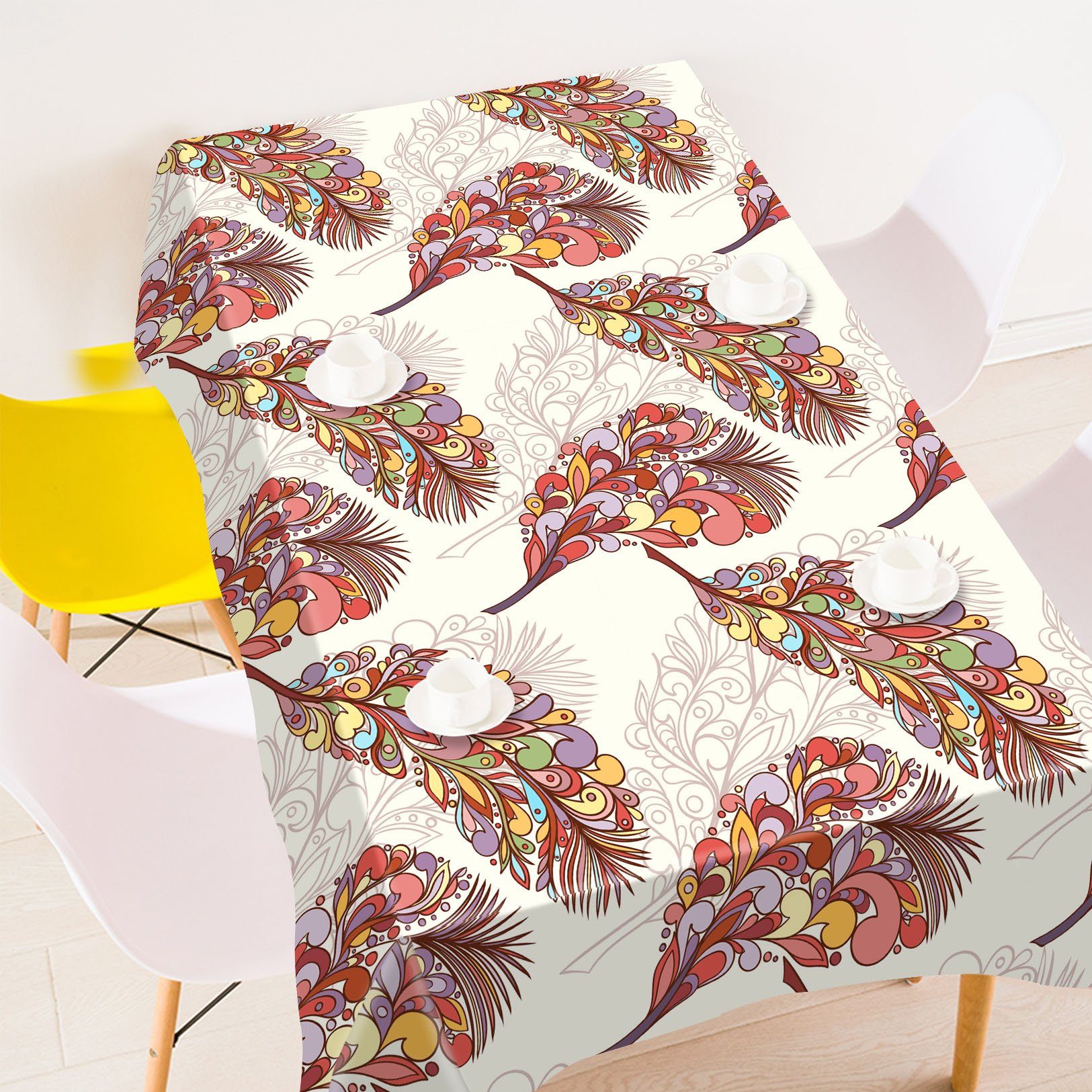 3D Colorful Feathers Pattern 451 Tablecloths Wallpaper AJ Wallpaper