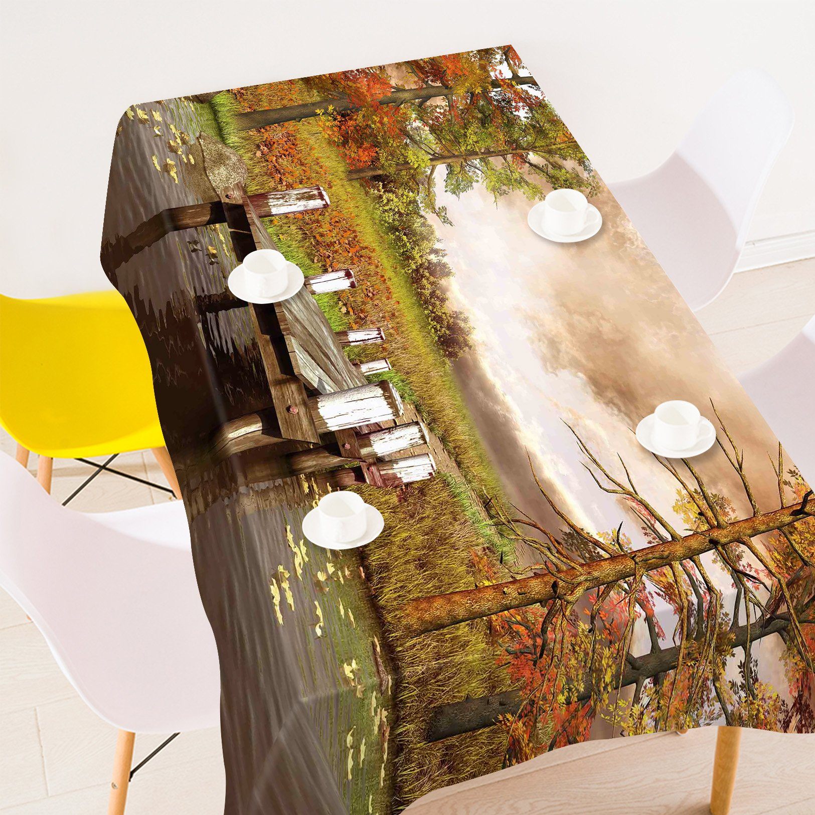 3D Lake Wood Bridge 71 Tablecloths Wallpaper AJ Wallpaper