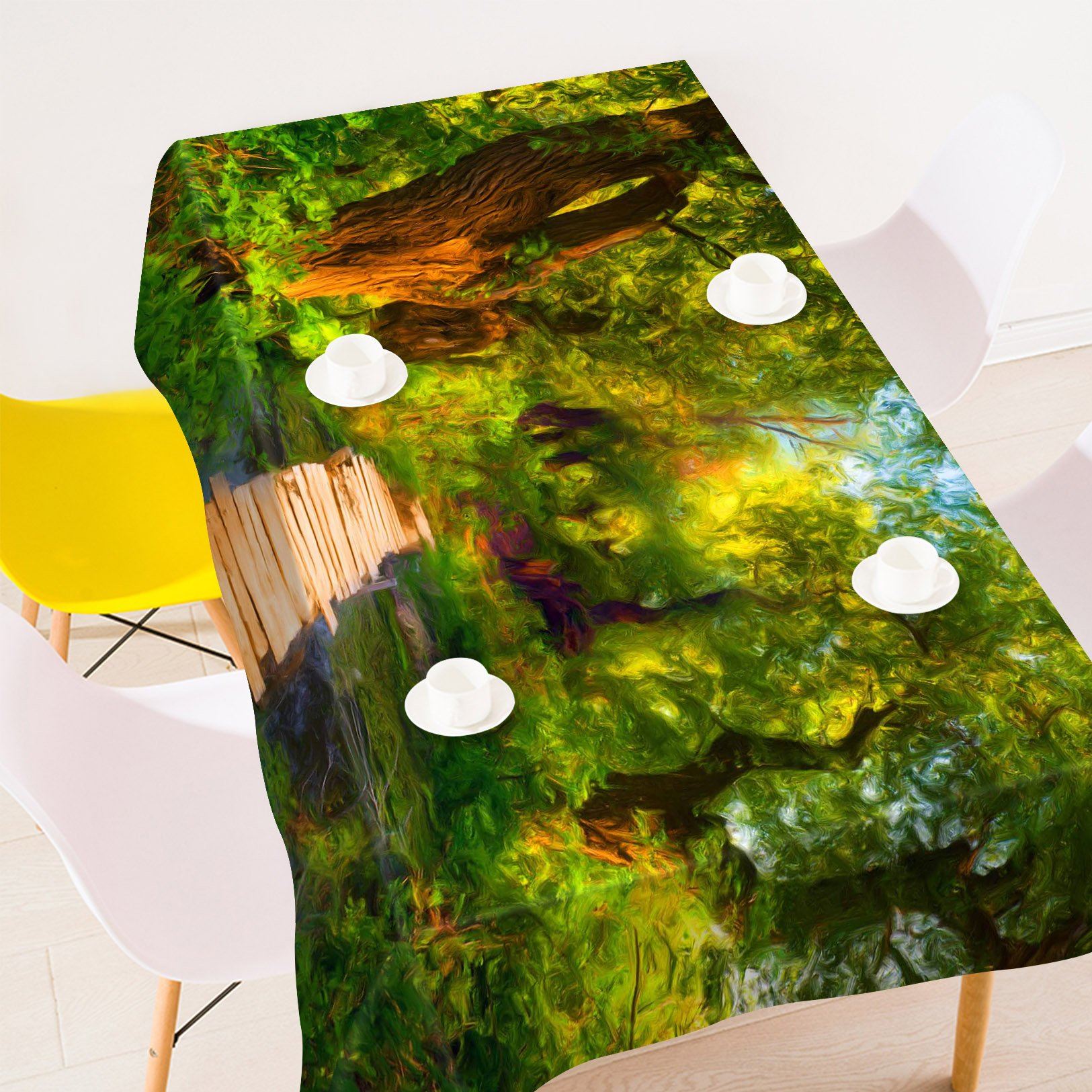 3D Forest Lake Wood Bridge 44 Tablecloths Wallpaper AJ Wallpaper