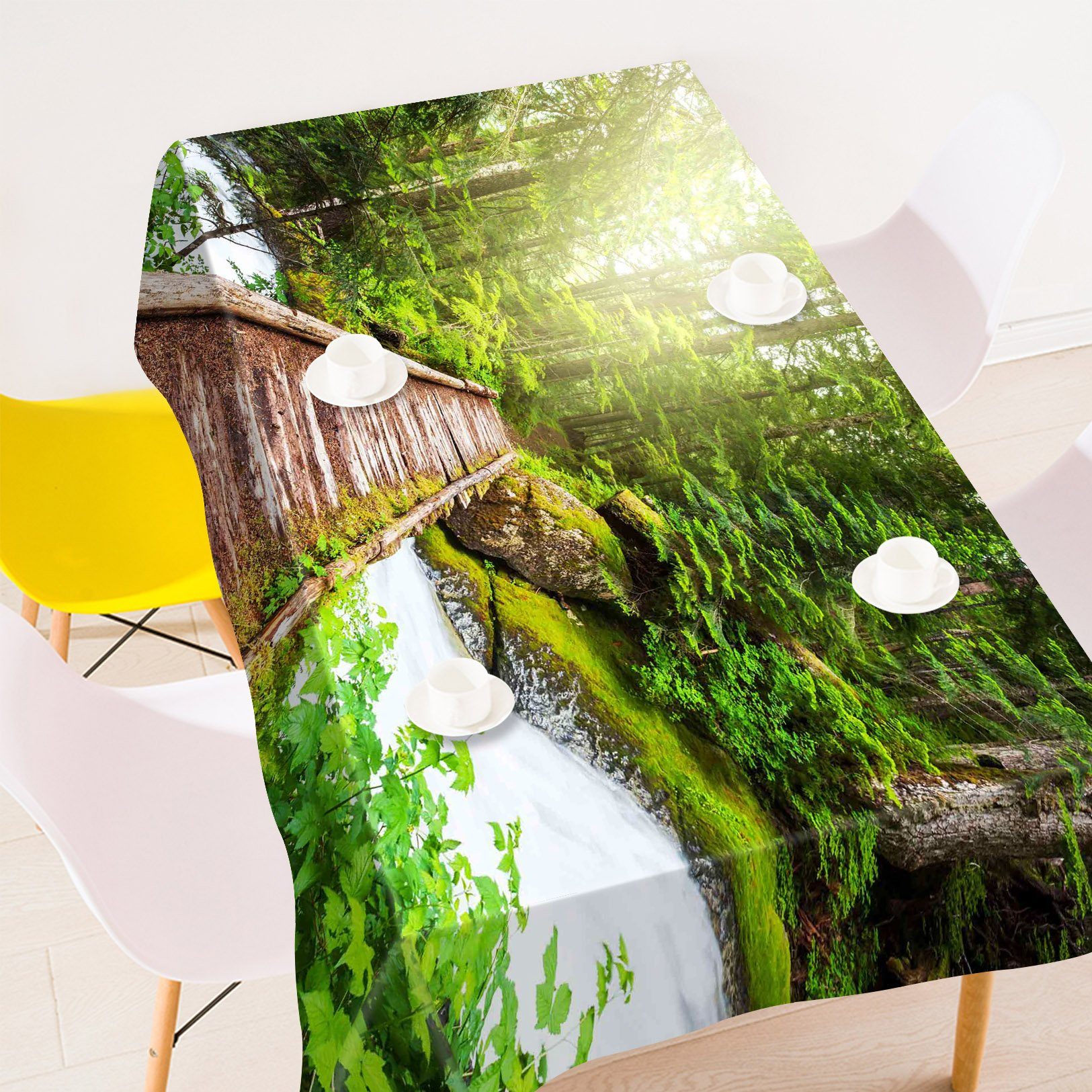 3D Forest River Wood Bridge 79 Tablecloths Wallpaper AJ Wallpaper