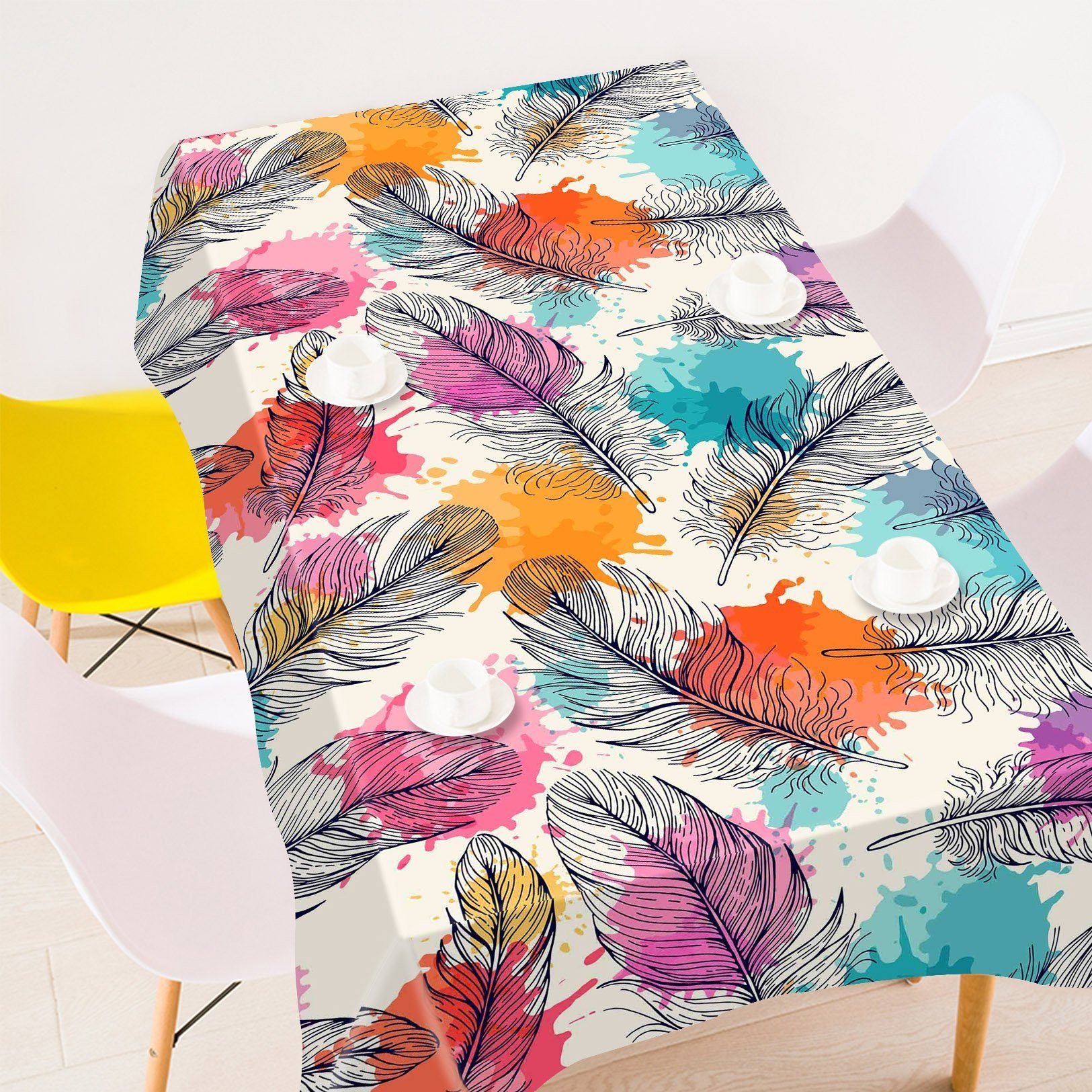 3D Color Dots Feathers 323 Tablecloths Wallpaper AJ Wallpaper