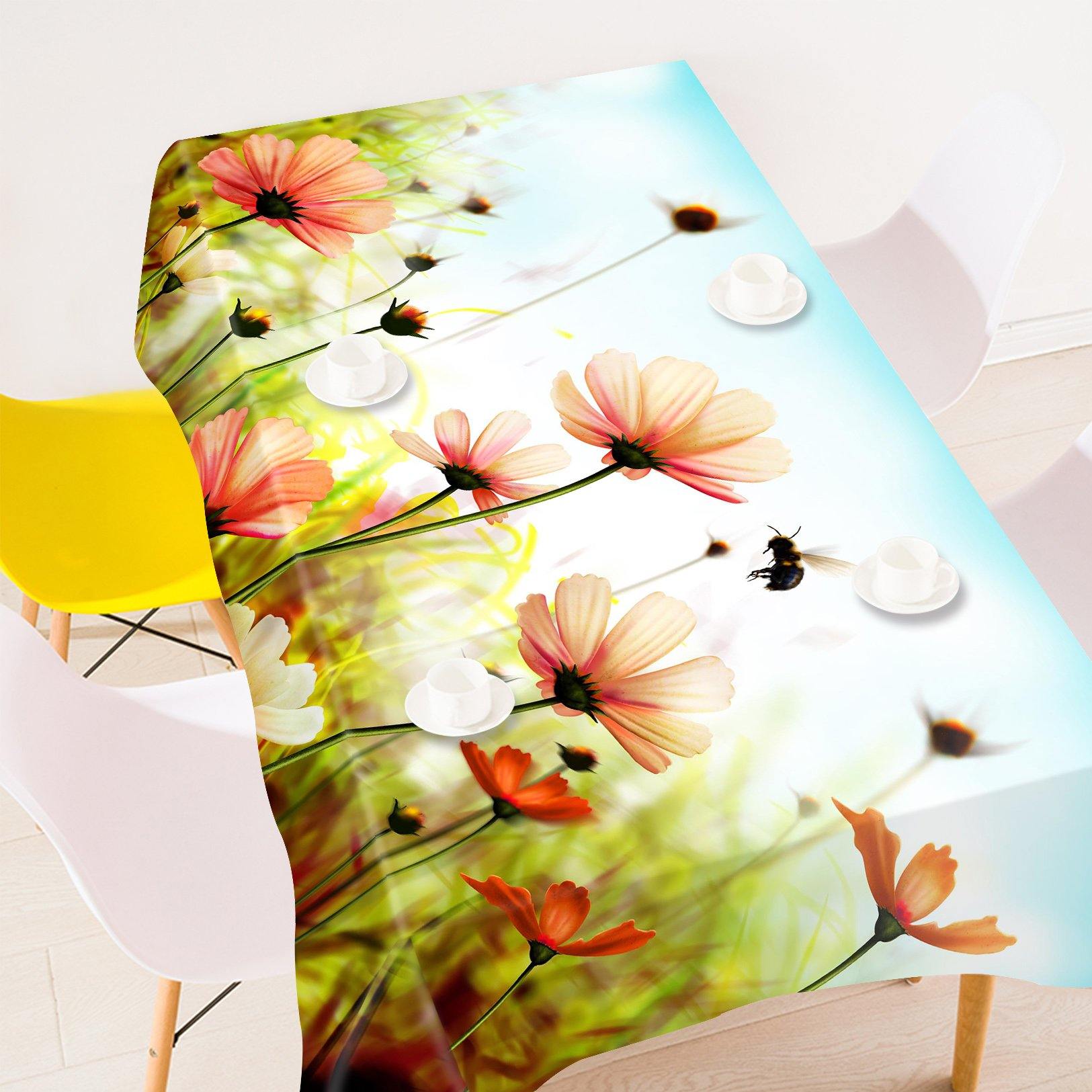 3D Flowers Field Bee 398 Tablecloths Wallpaper AJ Wallpaper