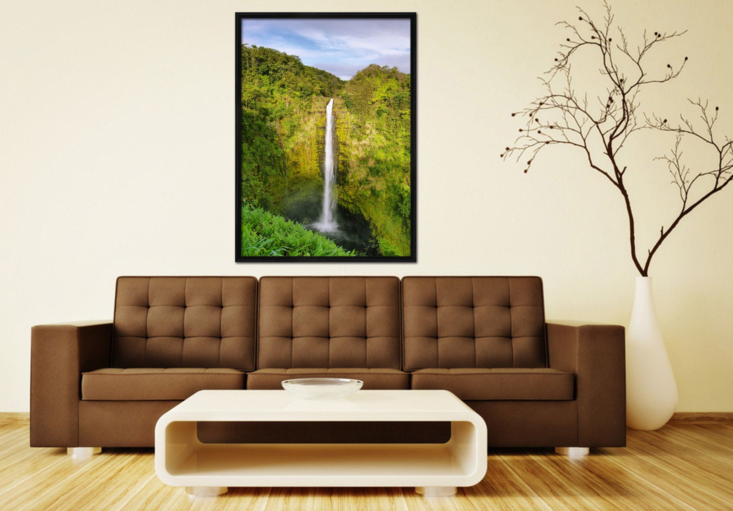 3D Forest Waterfall 060 Fake Framed Print Painting Wallpaper AJ Creativity Home
