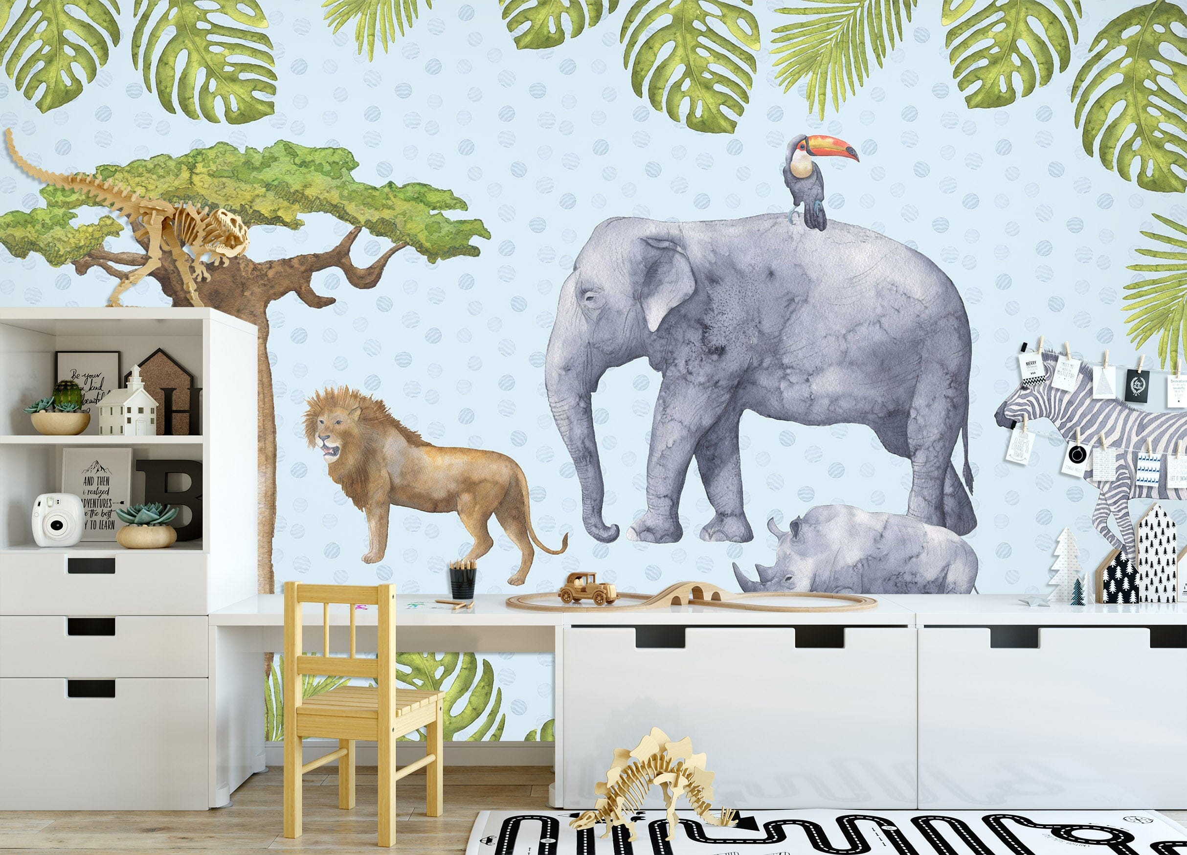 3D Elephant Lion 006 Wall Murals Wallpaper AJ Wallpaper 2
