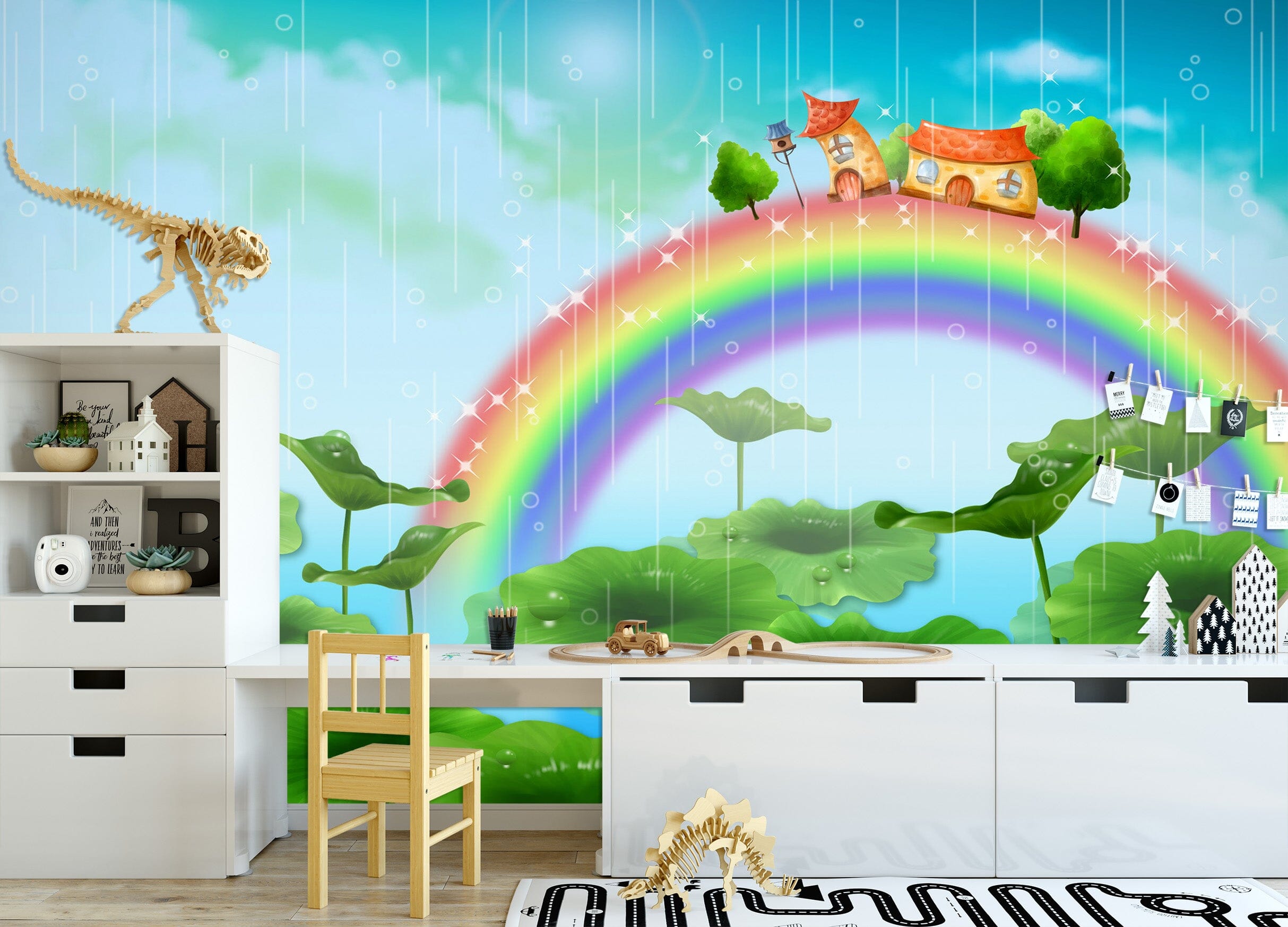 3D Rainbow Lotus Pond 1710 Wall Murals Wallpaper AJ Wallpaper 2