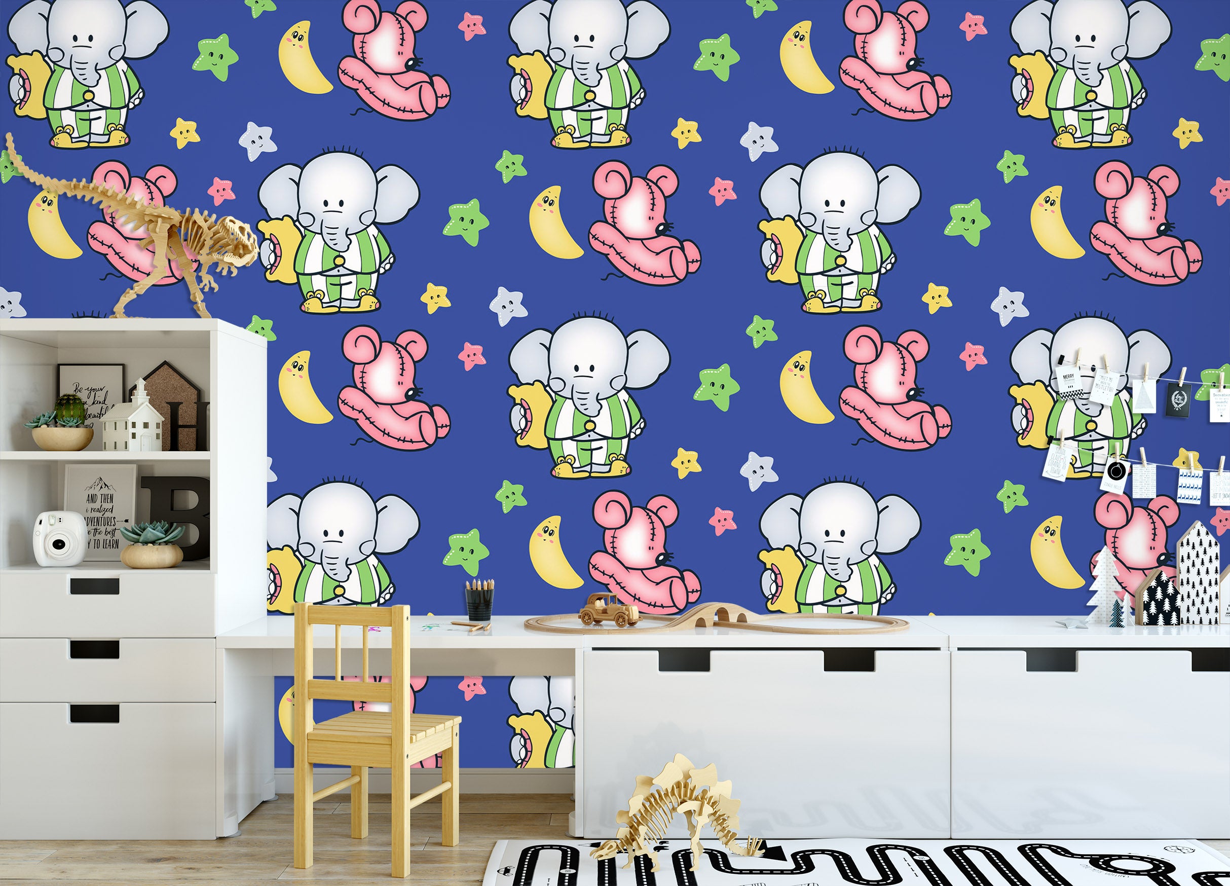3D Moon Star Elephant 58019 Wall Murals