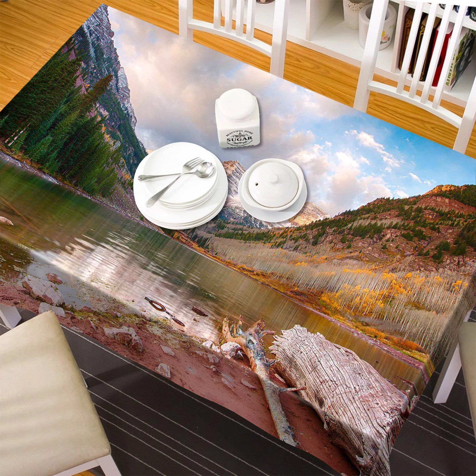 3D Mountain Lake 123 Tablecloths Wallpaper AJ Wallpaper