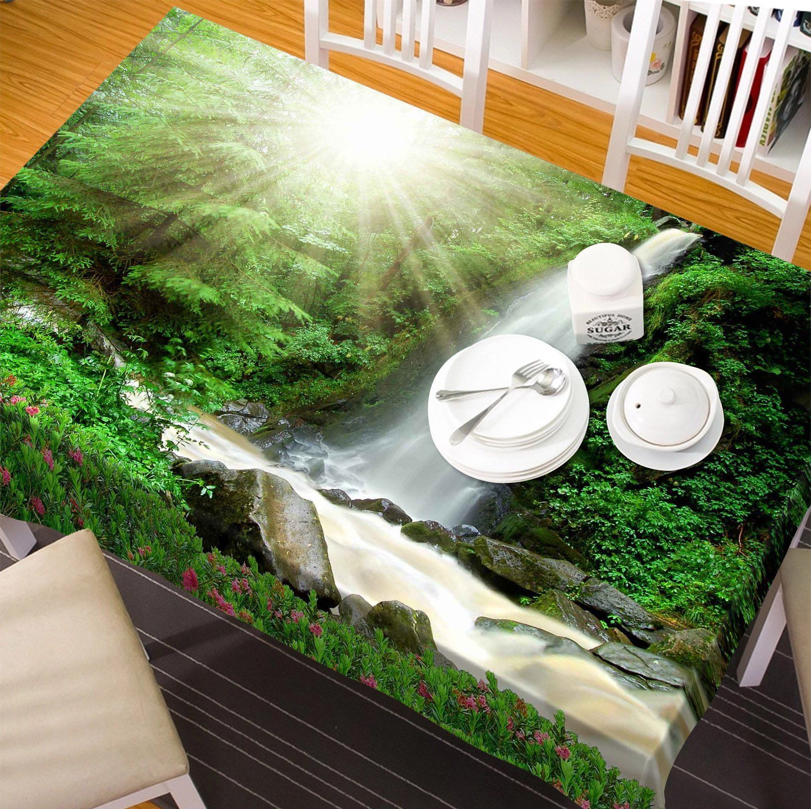 3D Forest Waterfall 73 Tablecloths Wallpaper AJ Wallpaper