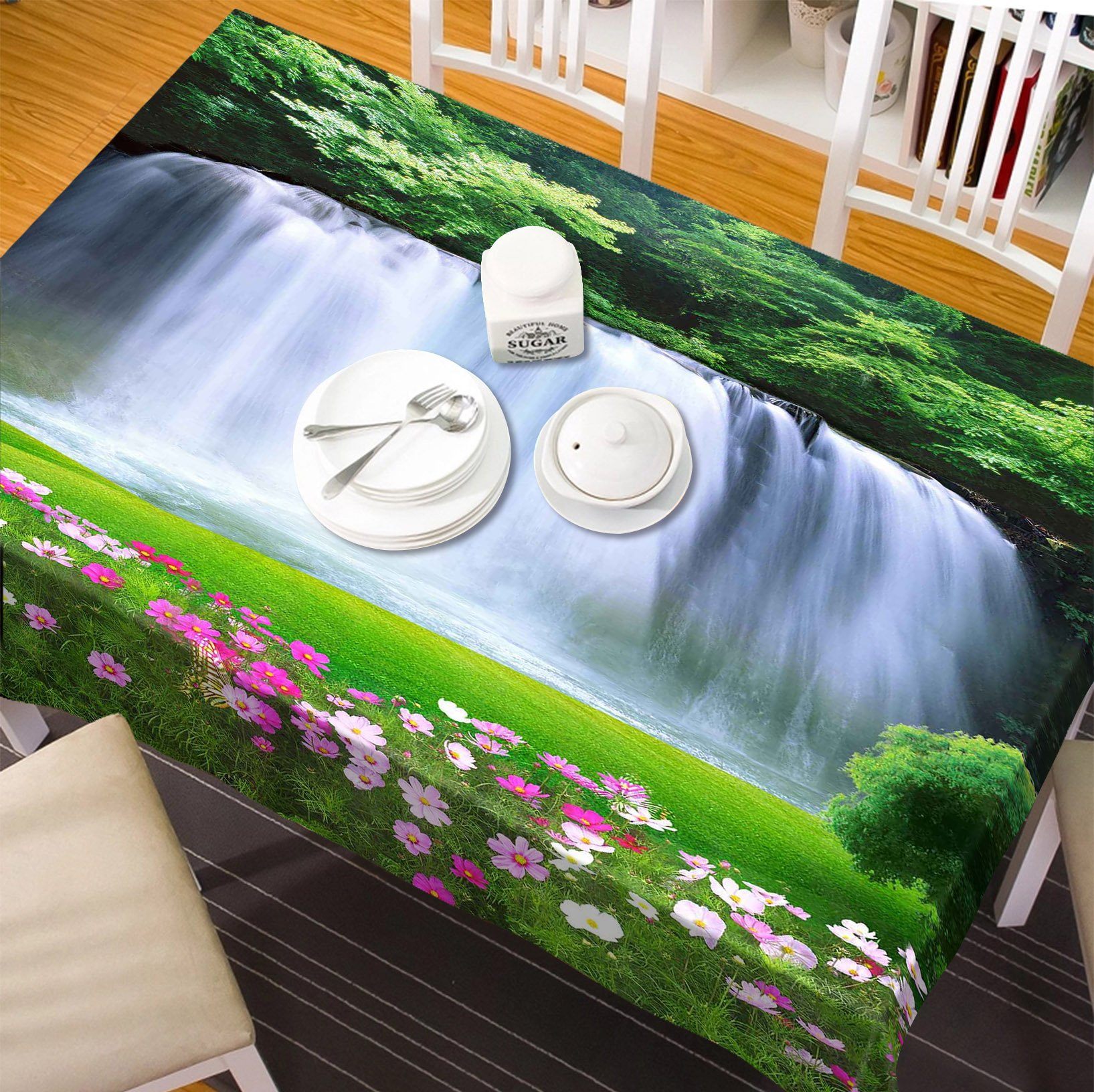 3D Grassland Waterfall 209 Tablecloths Wallpaper AJ Wallpaper