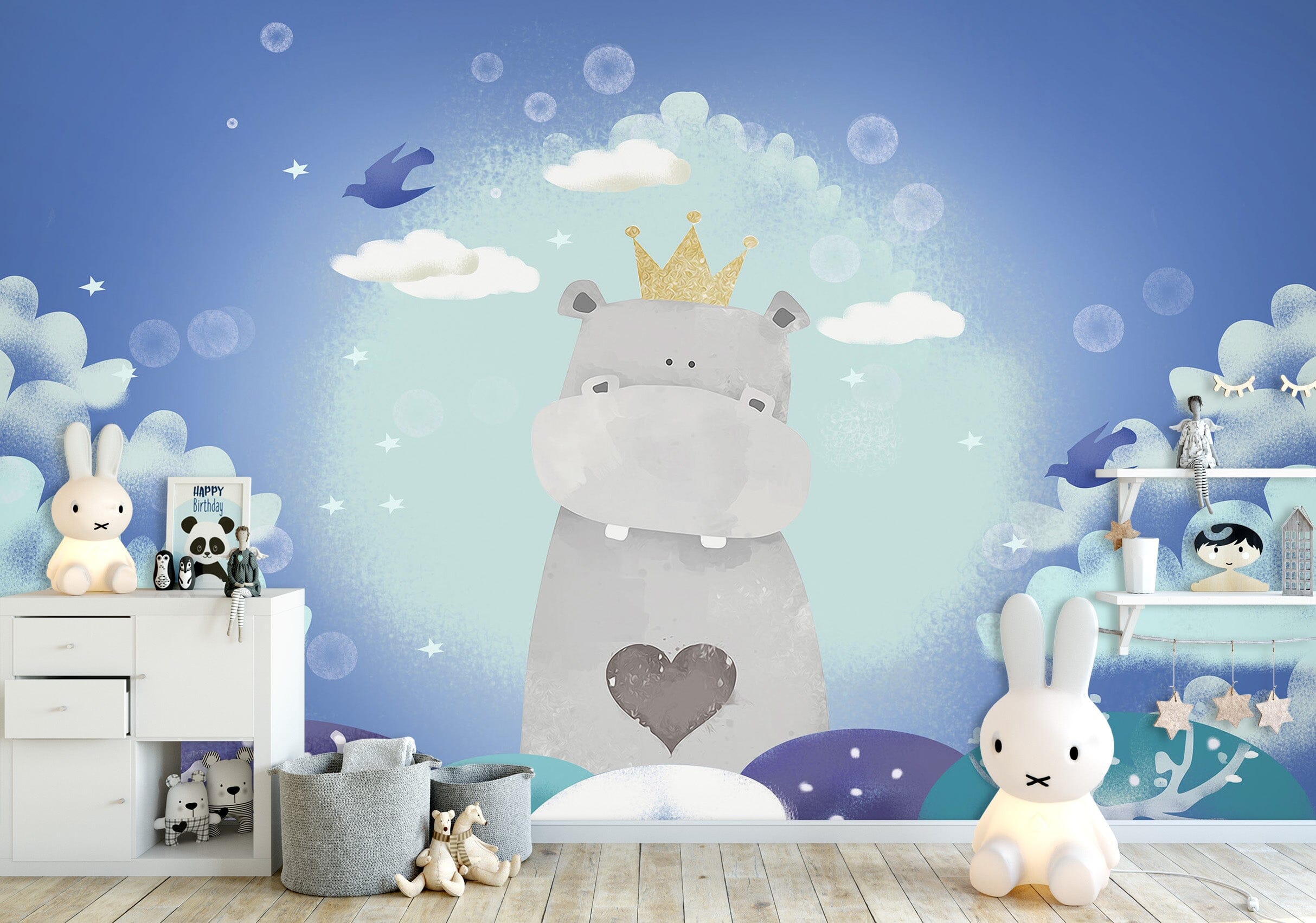 3D Moon Hippopotamus 1677 Wall Murals Wallpaper AJ Wallpaper 2