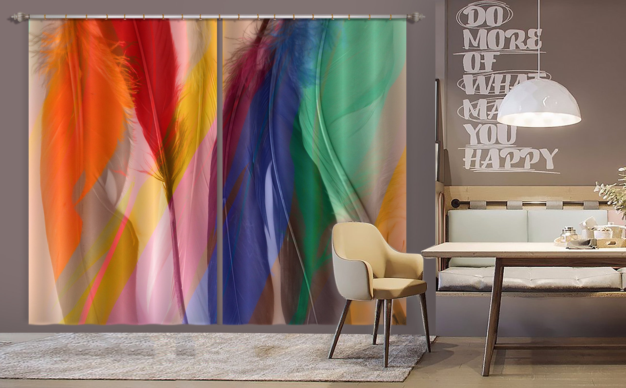 3D Colored Feathers 70083 Shandra Smith Curtain Curtains Drapes