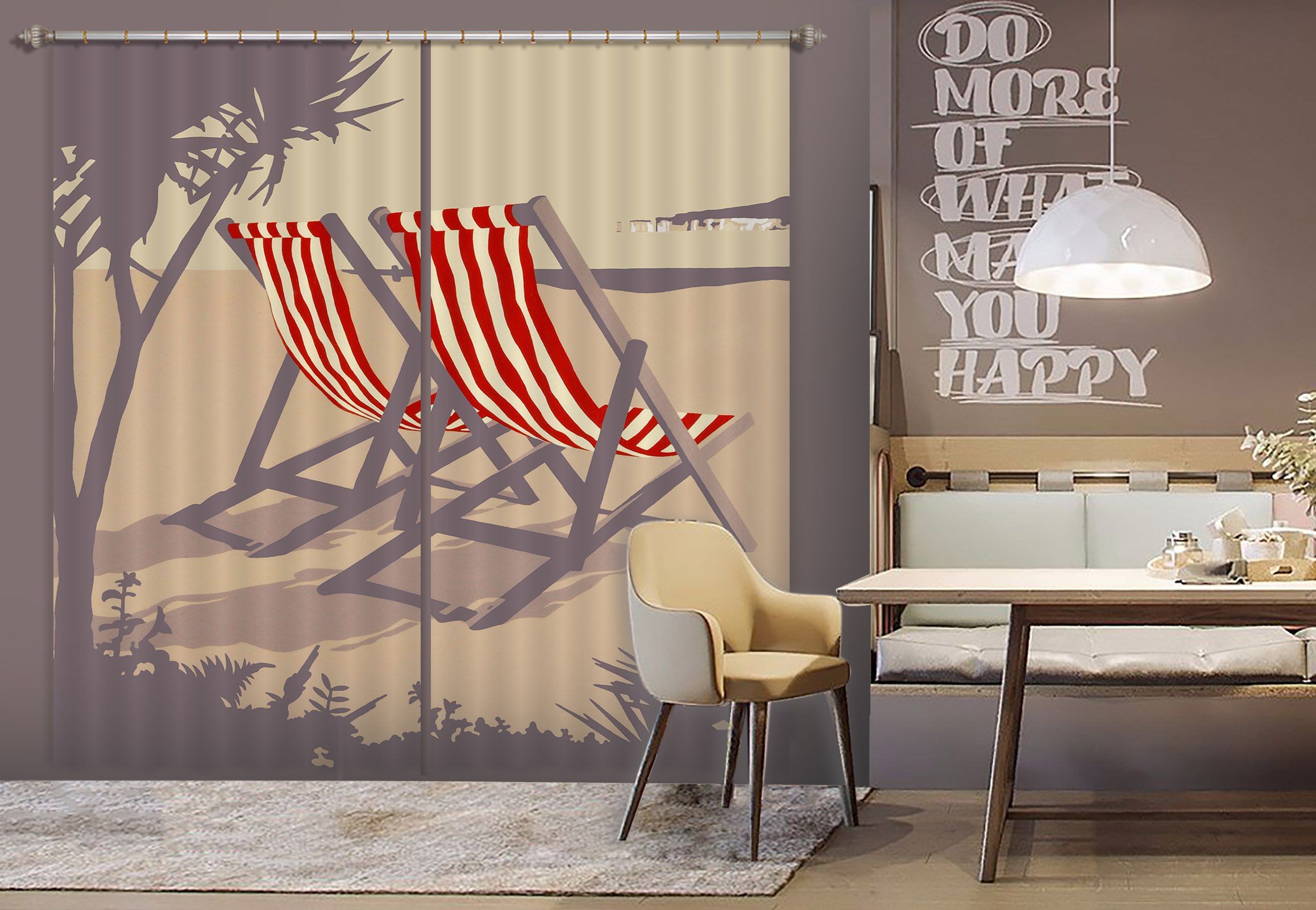3D Bournemouth Red Deckchairs 106 Steve Read Curtain Curtains Drapes Curtains AJ Creativity Home