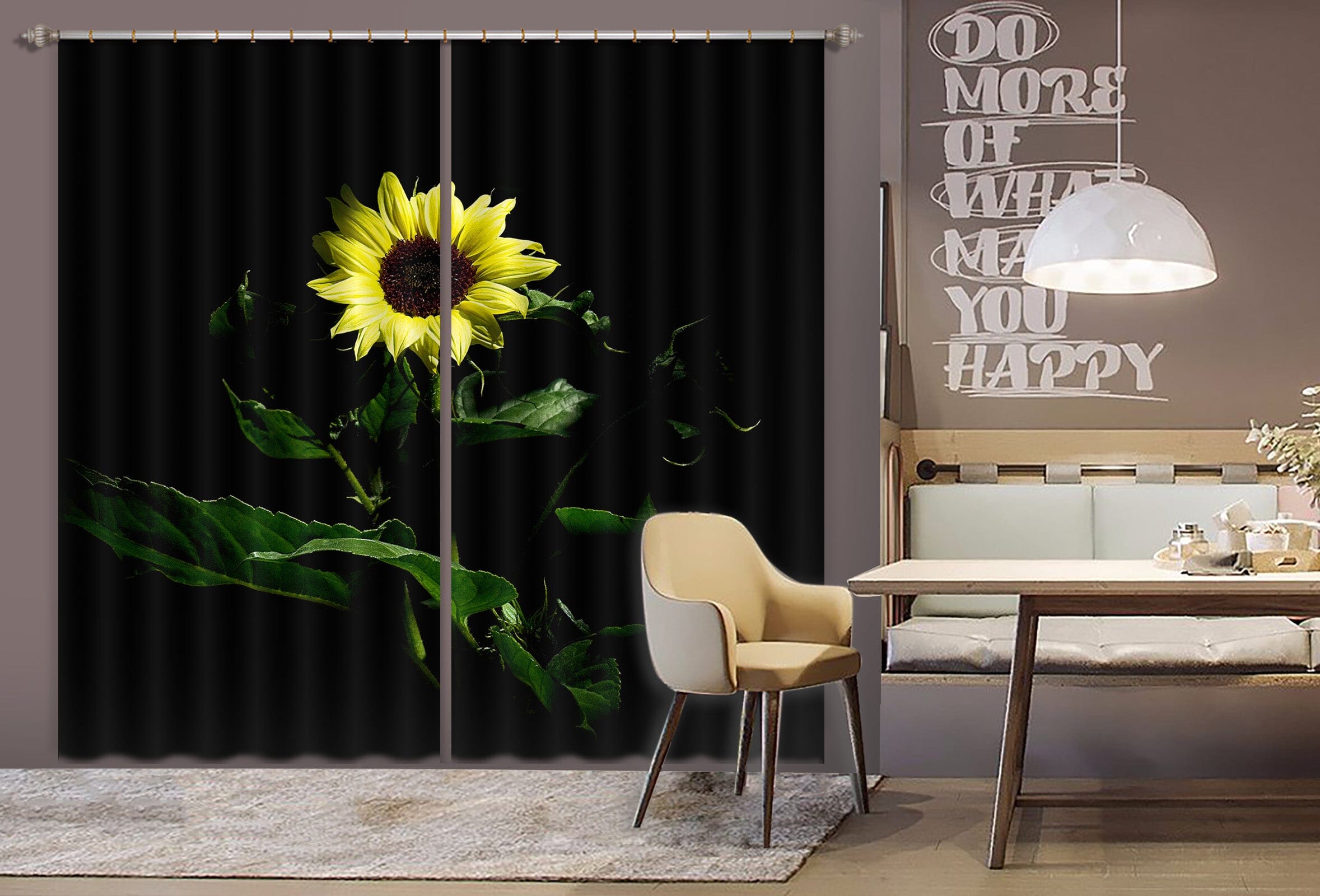 3D Sunflower 070 Kathy Barefield Curtain Curtains Drapes Curtains AJ Creativity Home