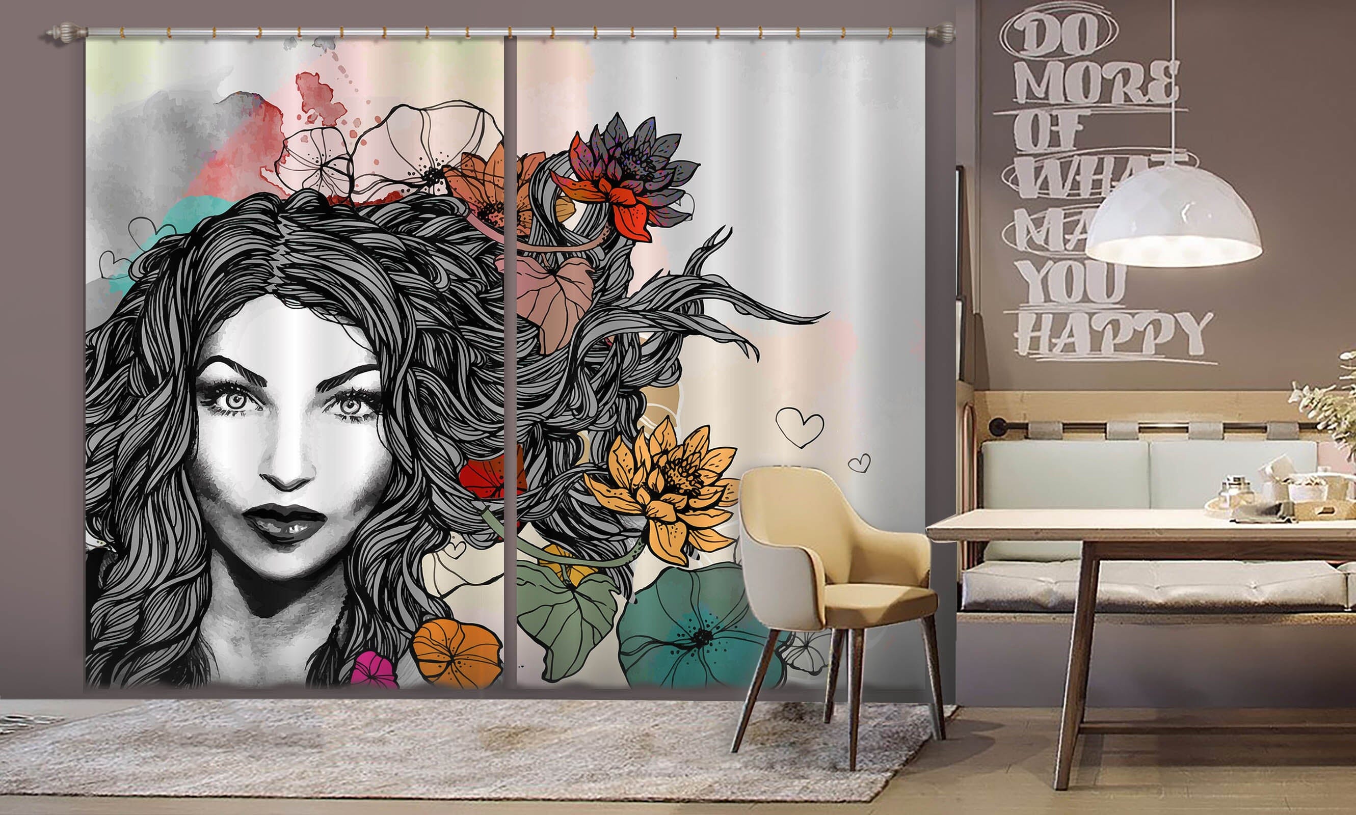 3D Lively Girl 767 Curtains Drapes Wallpaper AJ Wallpaper