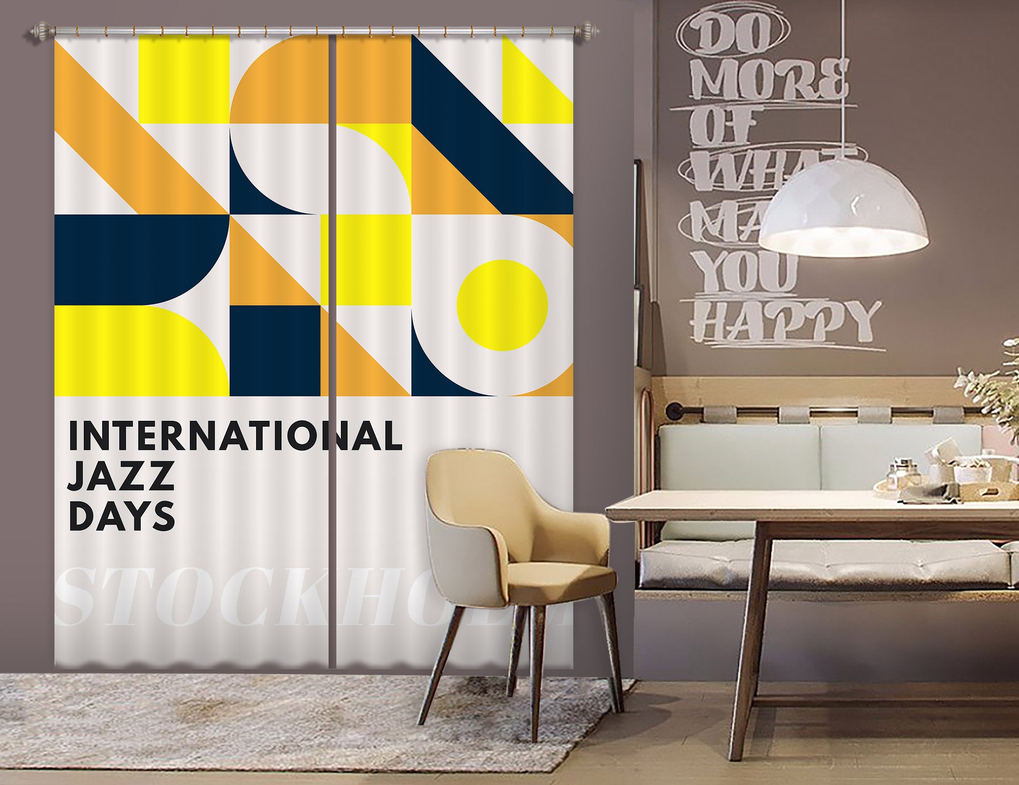 3D Yellow Pattern 1064 Boris Draschoff Curtain Curtains Drapes