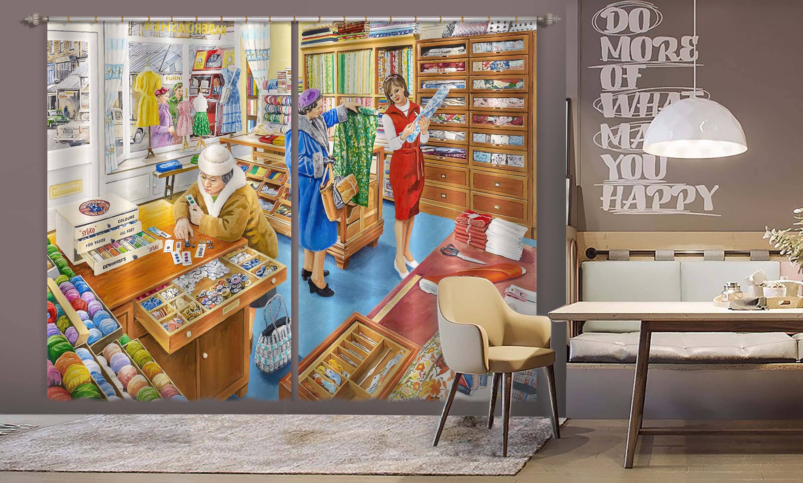 3D The Haberdasher 100 Trevor Mitchell Curtain Curtains Drapes Curtains AJ Creativity Home