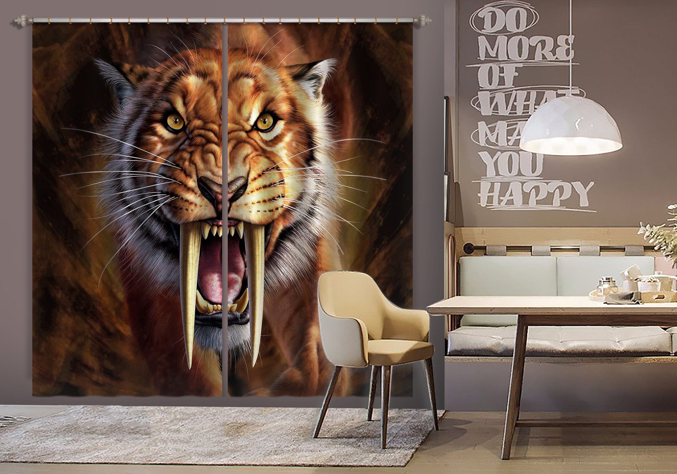 3D Tiger Teeth 073 Jerry LoFaro Curtain Curtains Drapes Curtains AJ Creativity Home