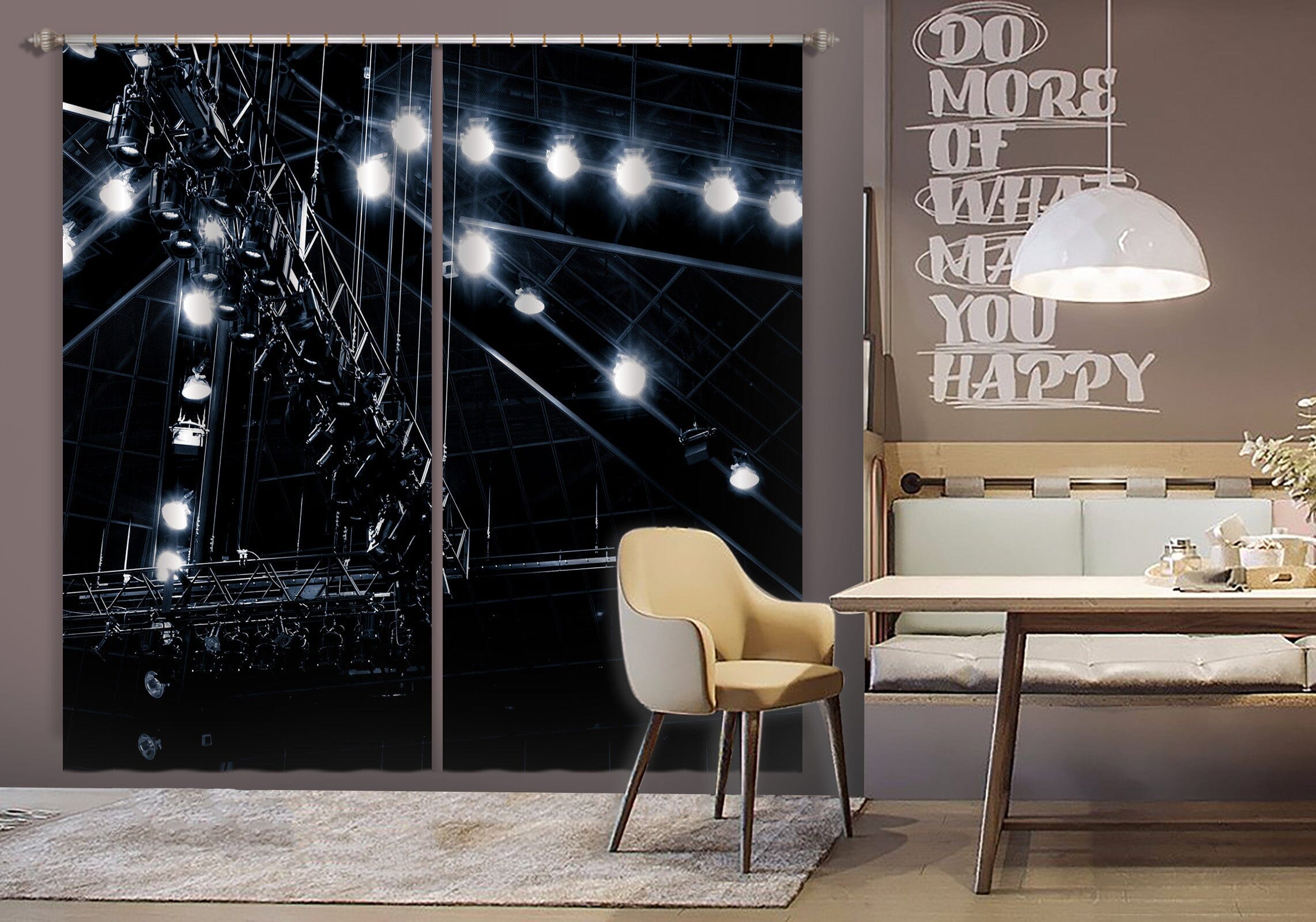 3D Night Light 056 Noirblanc777 Curtain Curtains Drapes Curtains AJ Creativity Home