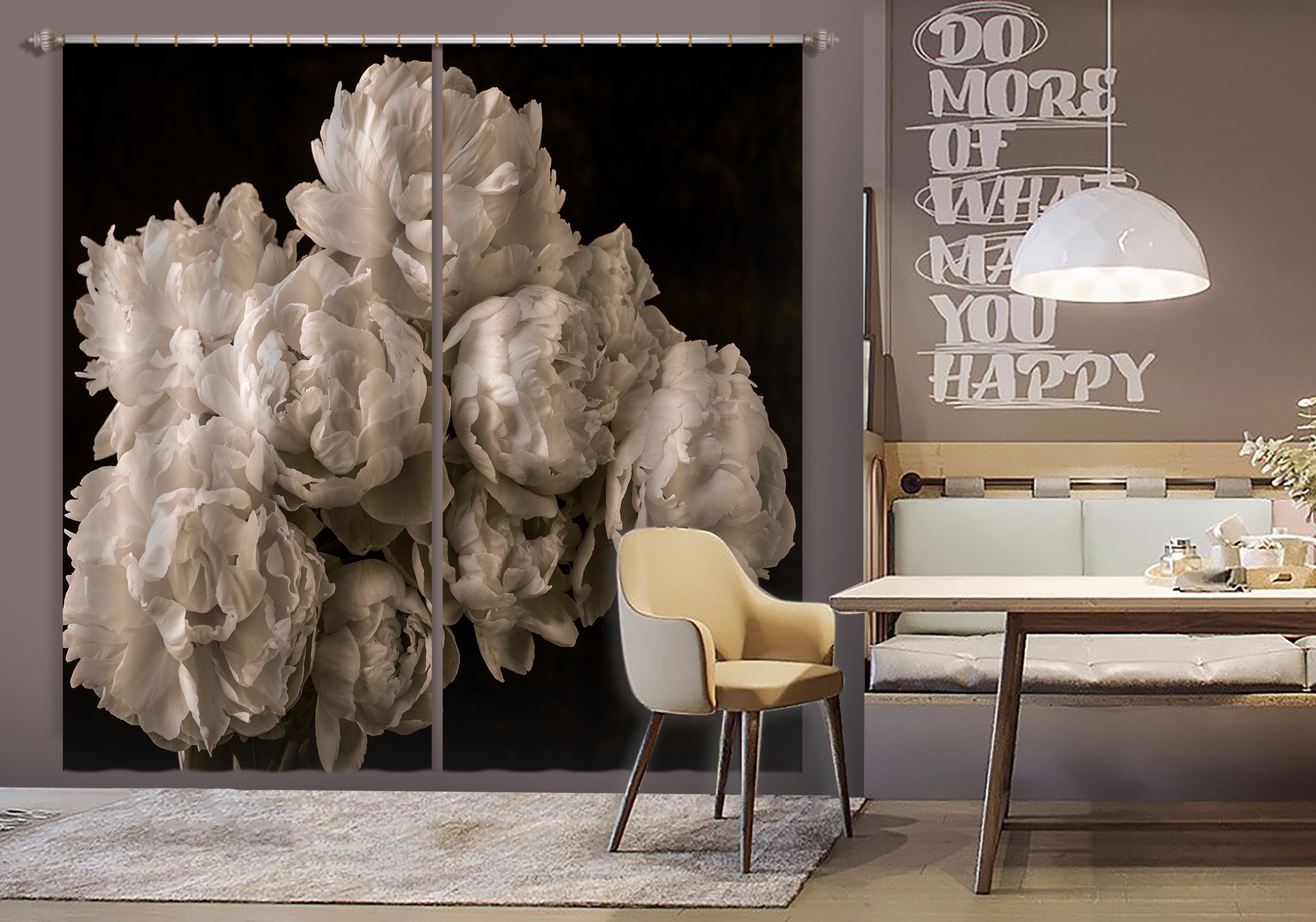 3D Gray Flower 6524 Assaf Frank Curtain Curtains Drapes