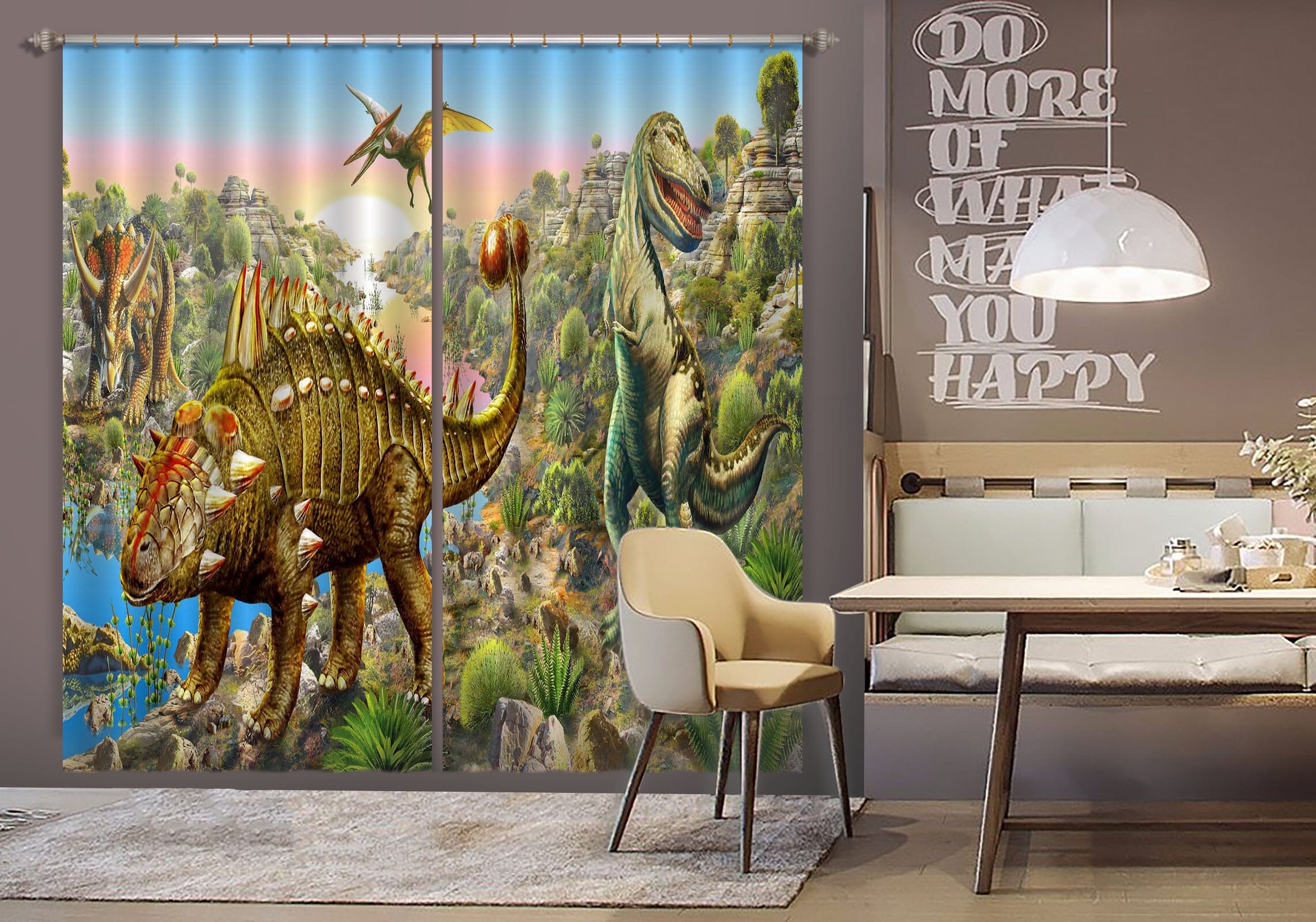 3D Dinosaur World 041 Adrian Chesterman Curtain Curtains Drapes Curtains AJ Creativity Home
