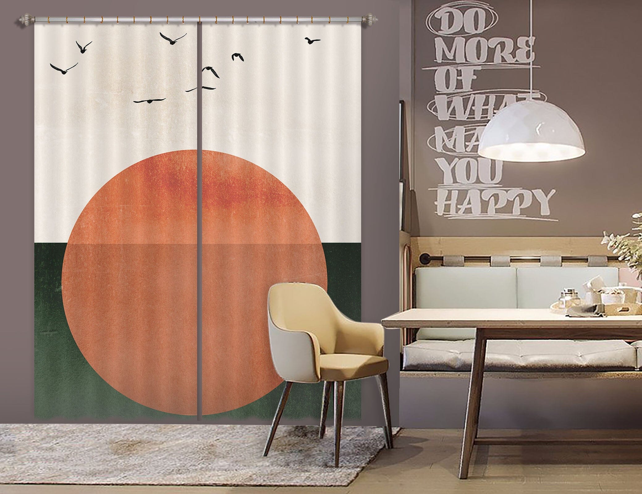 3D Sun Flock Birds 1104 Boris Draschoff Curtain Curtains Drapes Curtains AJ Creativity Home