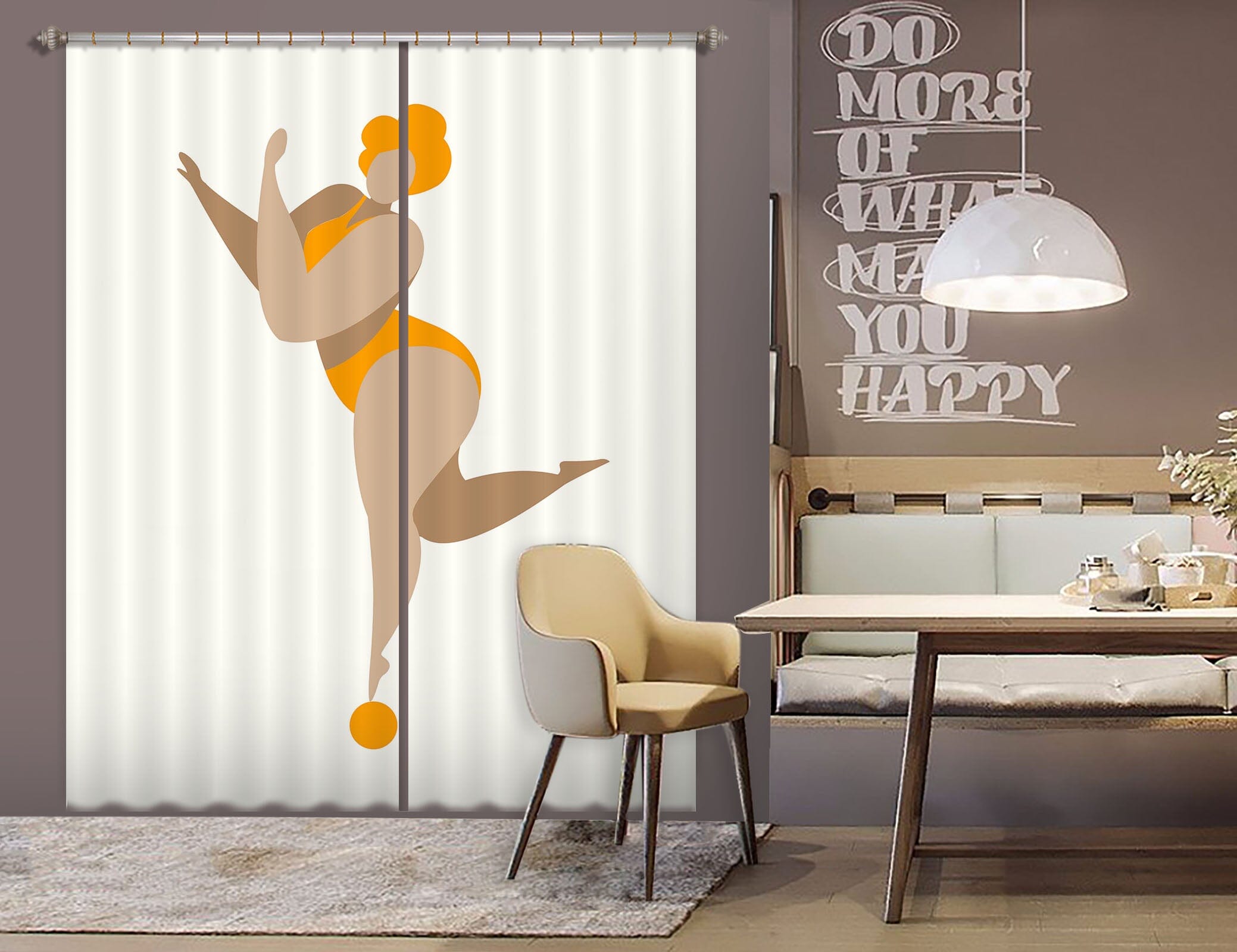 3D Dancing Queen YELLOW 1035 Boris Draschoff Curtain Curtains Drapes Curtains AJ Creativity Home