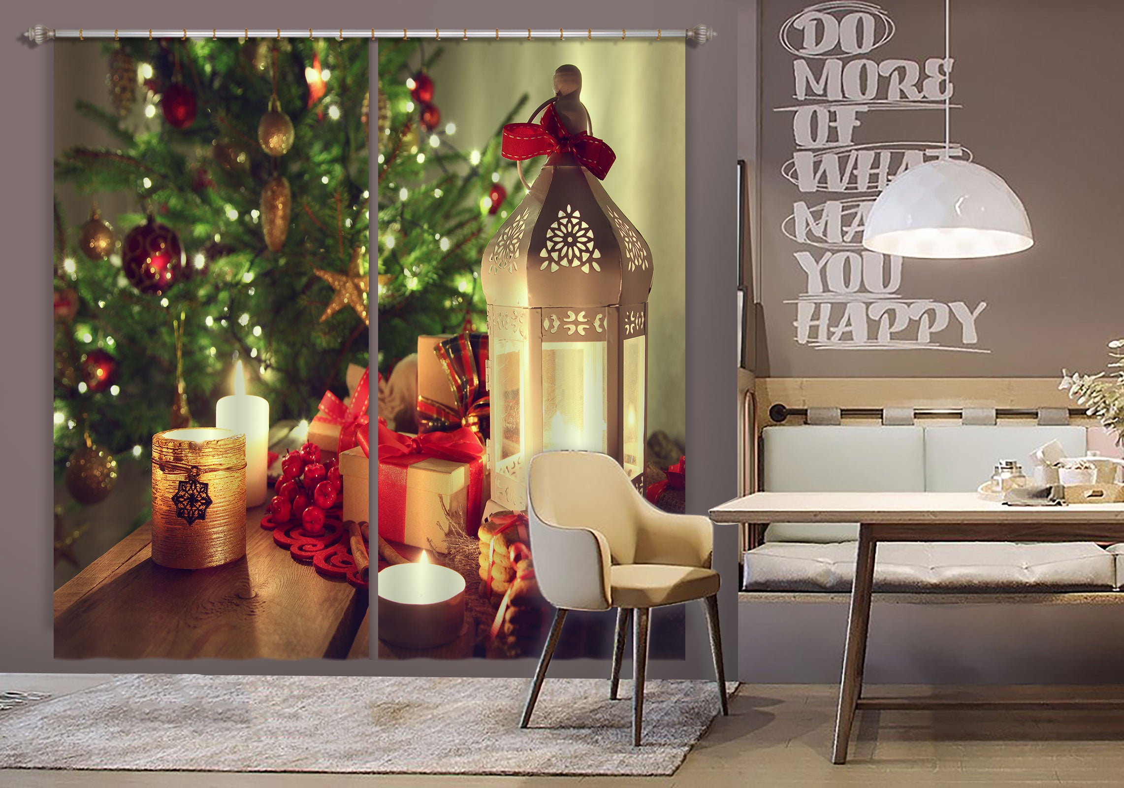3D Candle Gift 52014 Christmas Curtains Drapes Xmas