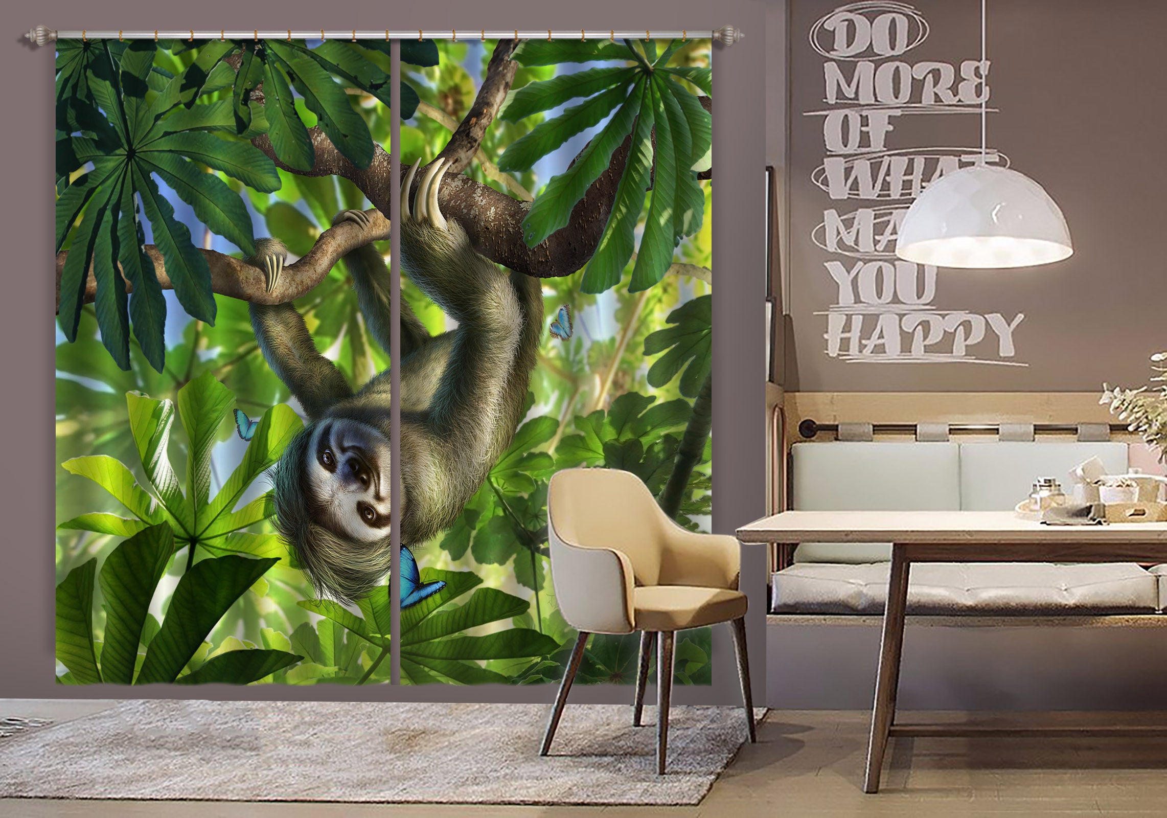 3D Sloth 86094 Jerry LoFaro Curtain Curtains Drapes