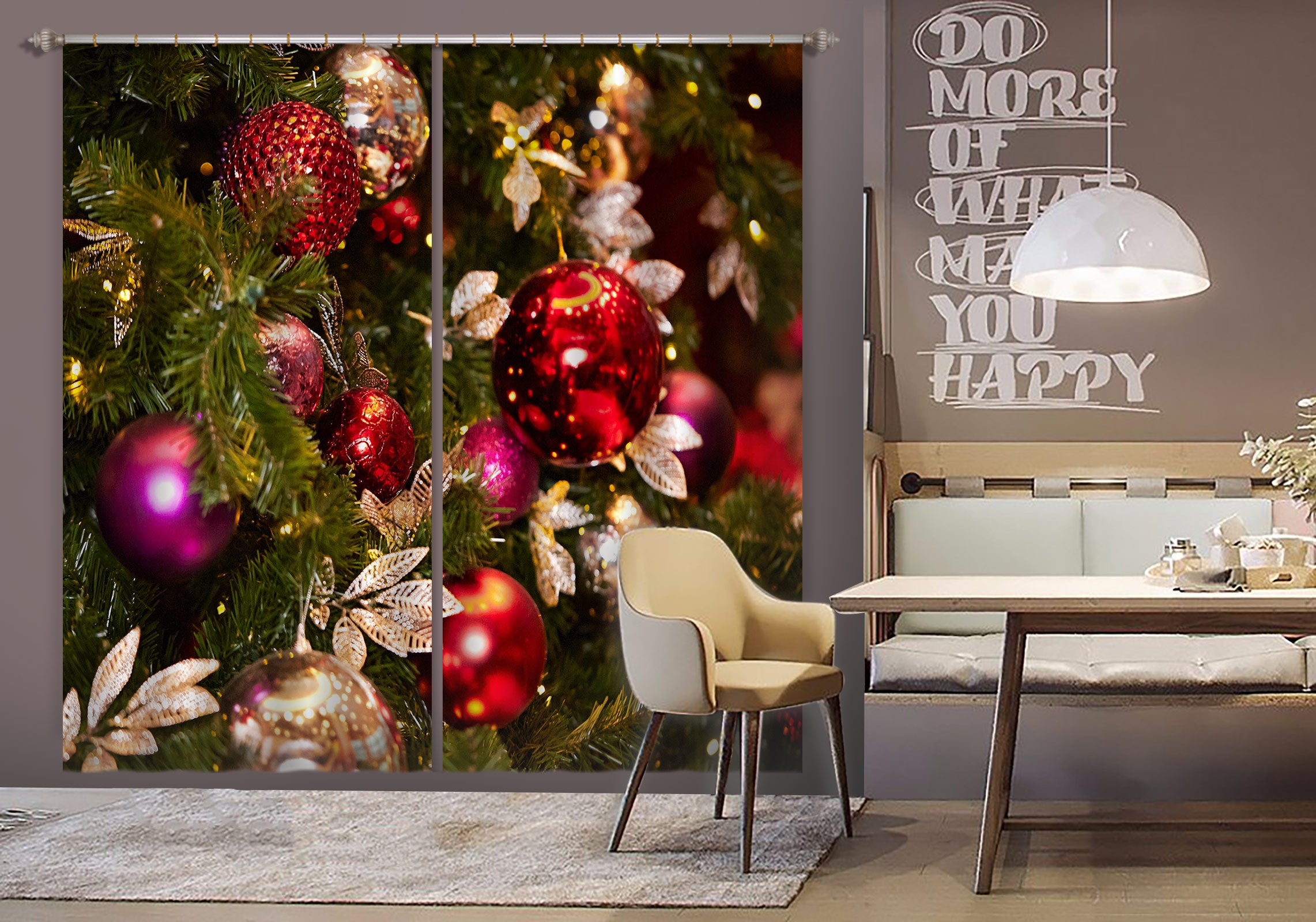 3D Tree Pendant 52064 Christmas Curtains Drapes Xmas