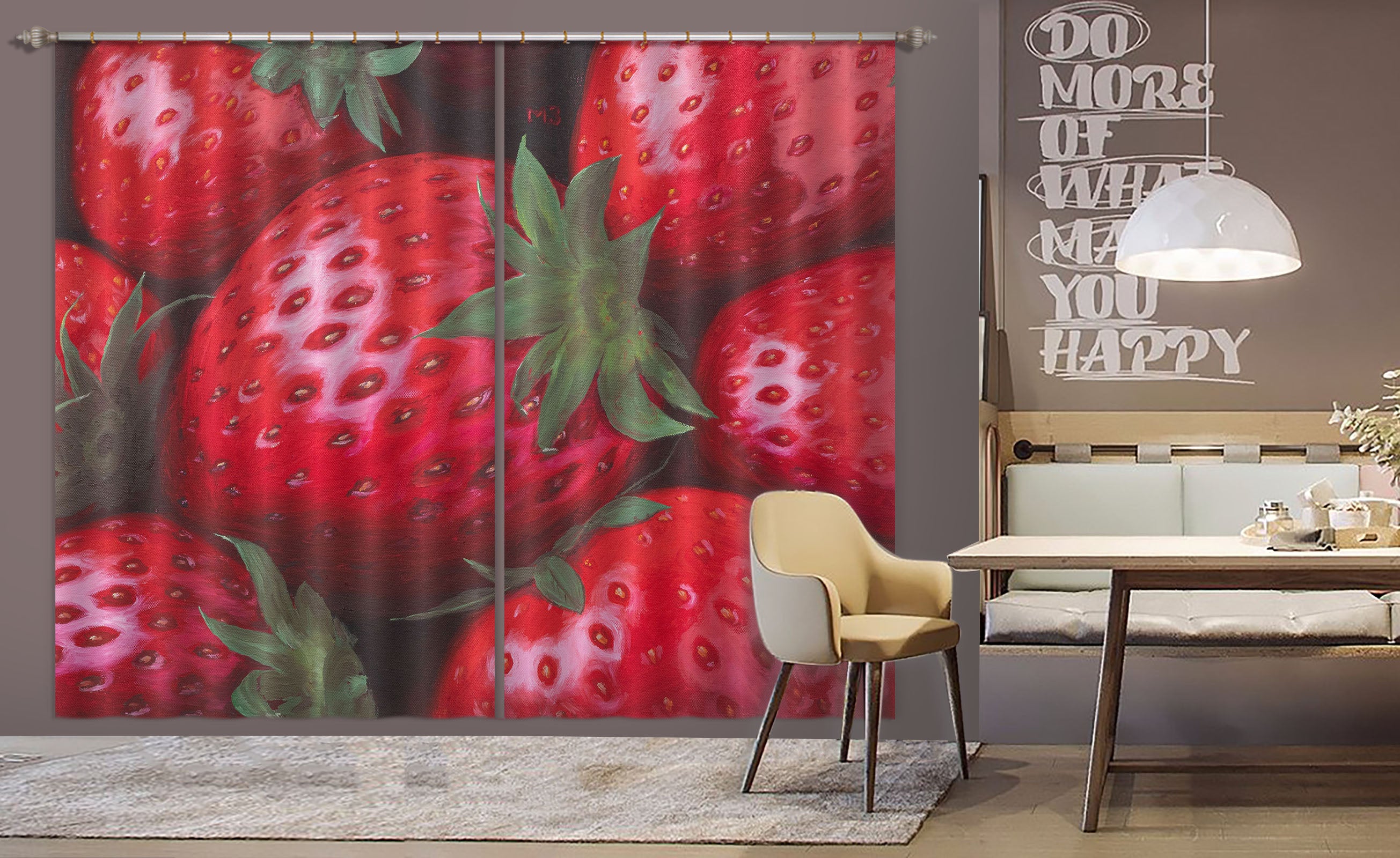 3D Strawberry 1738 Marina Zotova Curtain Curtains Drapes