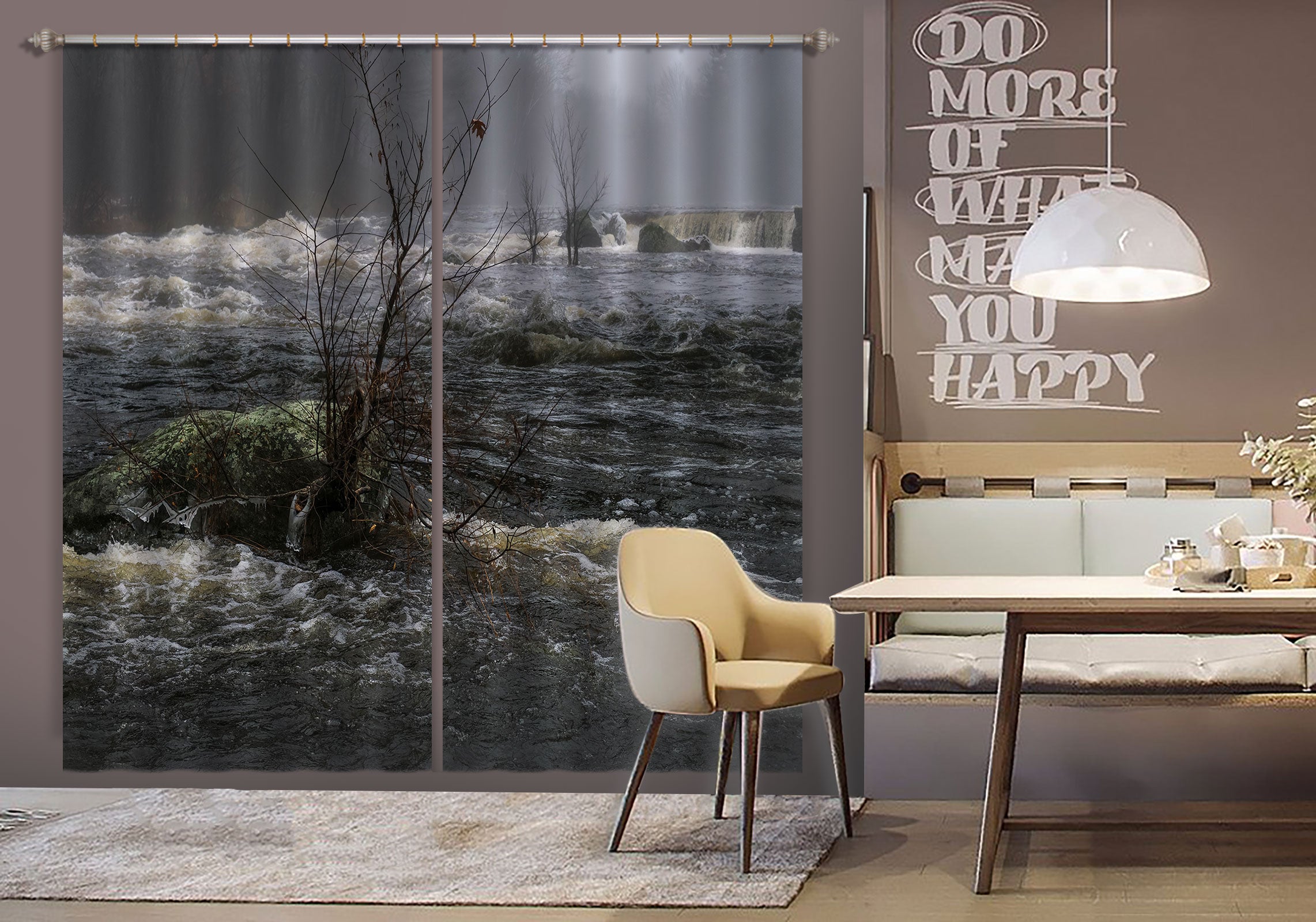 3D Misty River 013 Jerry LoFaro Curtain Curtains Drapes