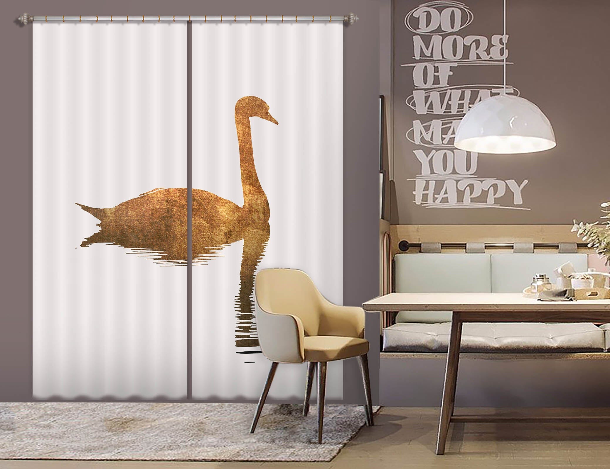 3D Swan Swimming 1126 Boris Draschoff Curtain Curtains Drapes Curtains AJ Creativity Home