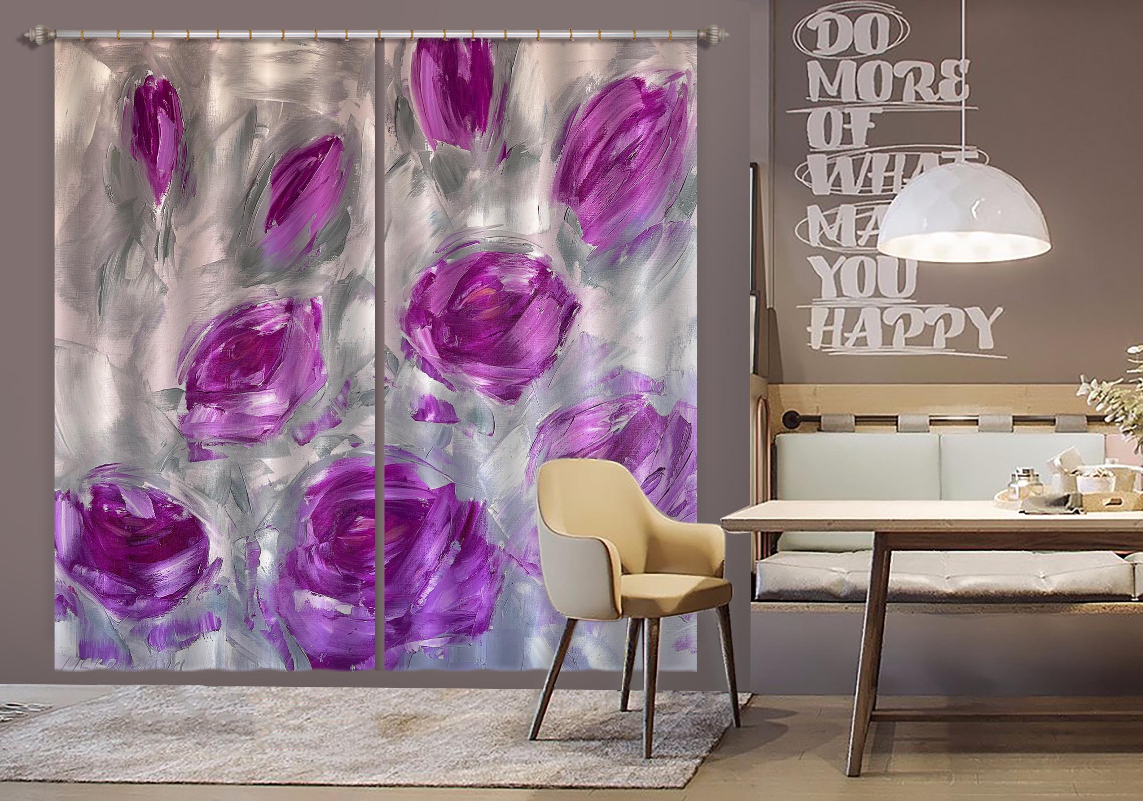3D Purple Rose 3023 Skromova Marina Curtain Curtains Drapes