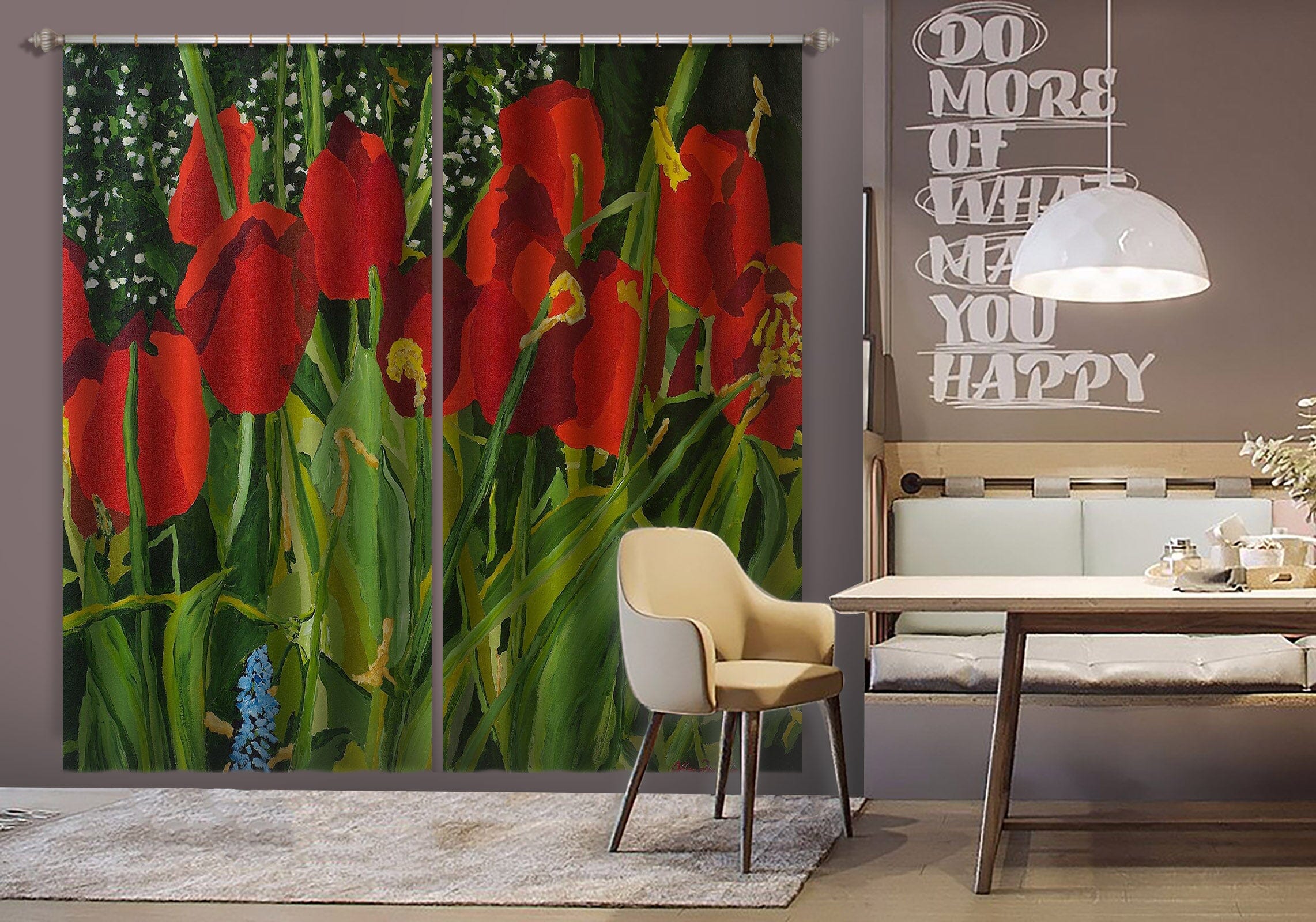 3D Red Flowers 161 Allan P. Friedlander Curtain Curtains Drapes Curtains AJ Creativity Home