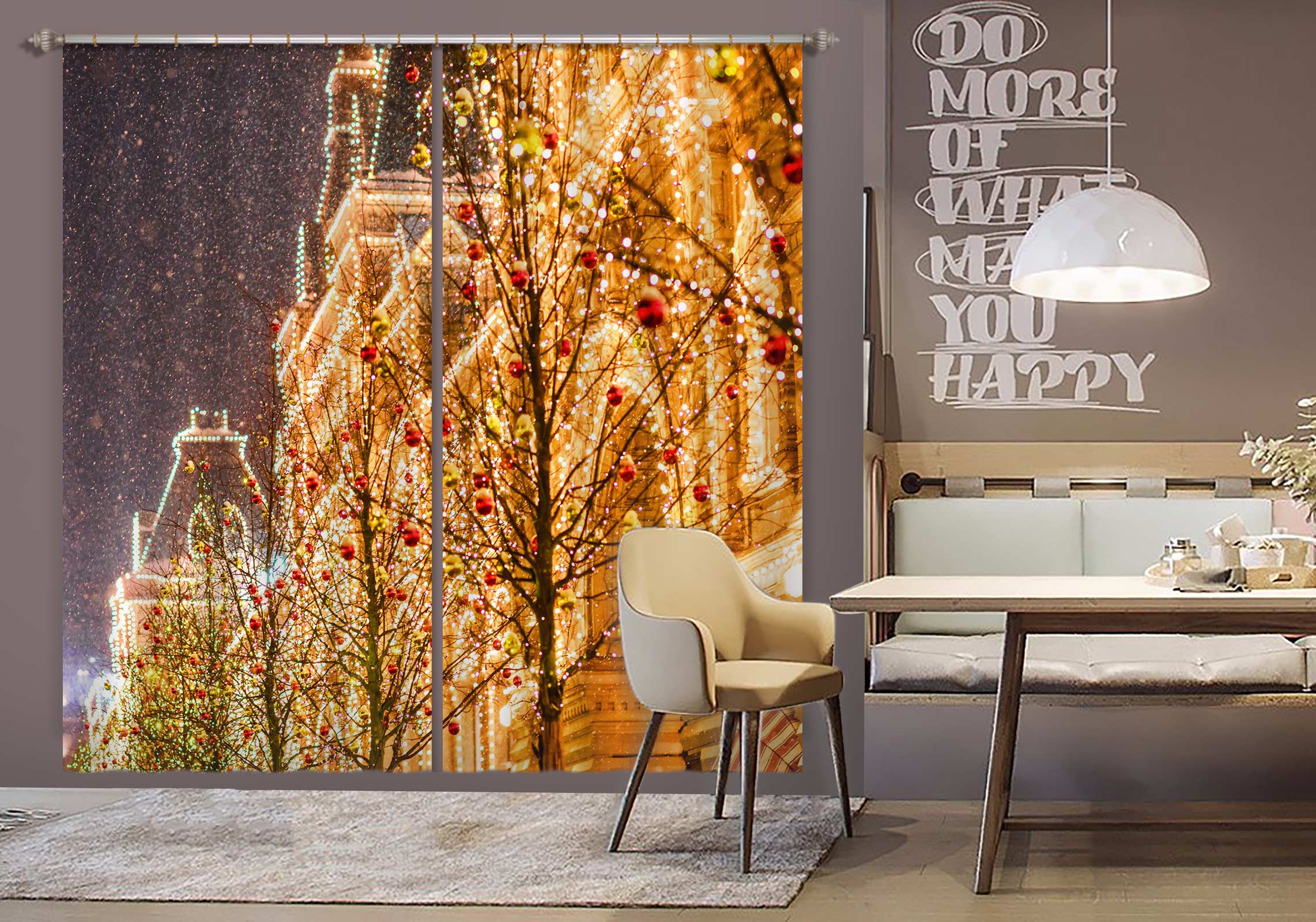 3D String Lights Building 52082 Christmas Curtains Drapes Xmas