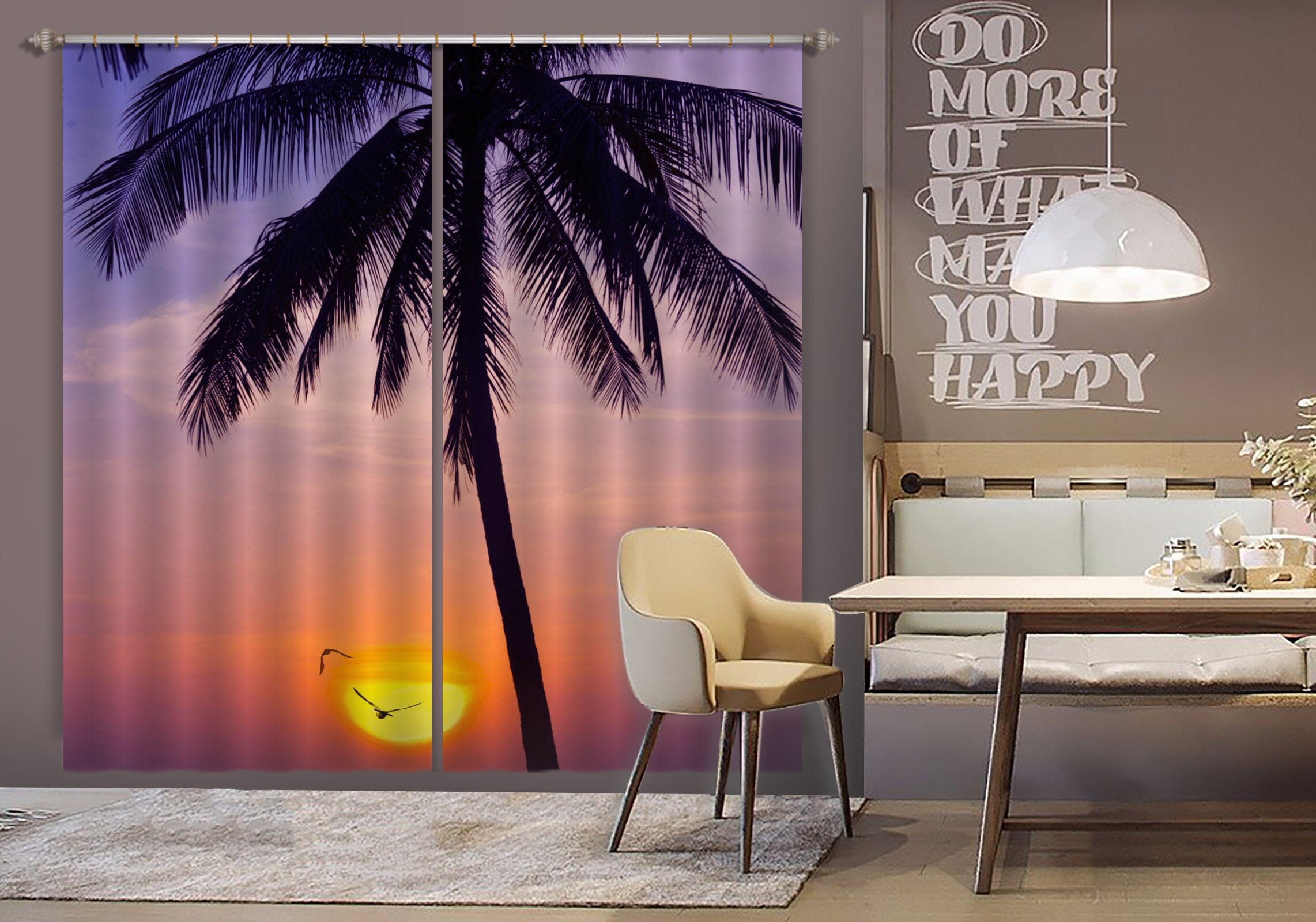 3D Sunset Coconut Tree 161 Marco Carmassi Curtain Curtains Drapes Curtains AJ Creativity Home