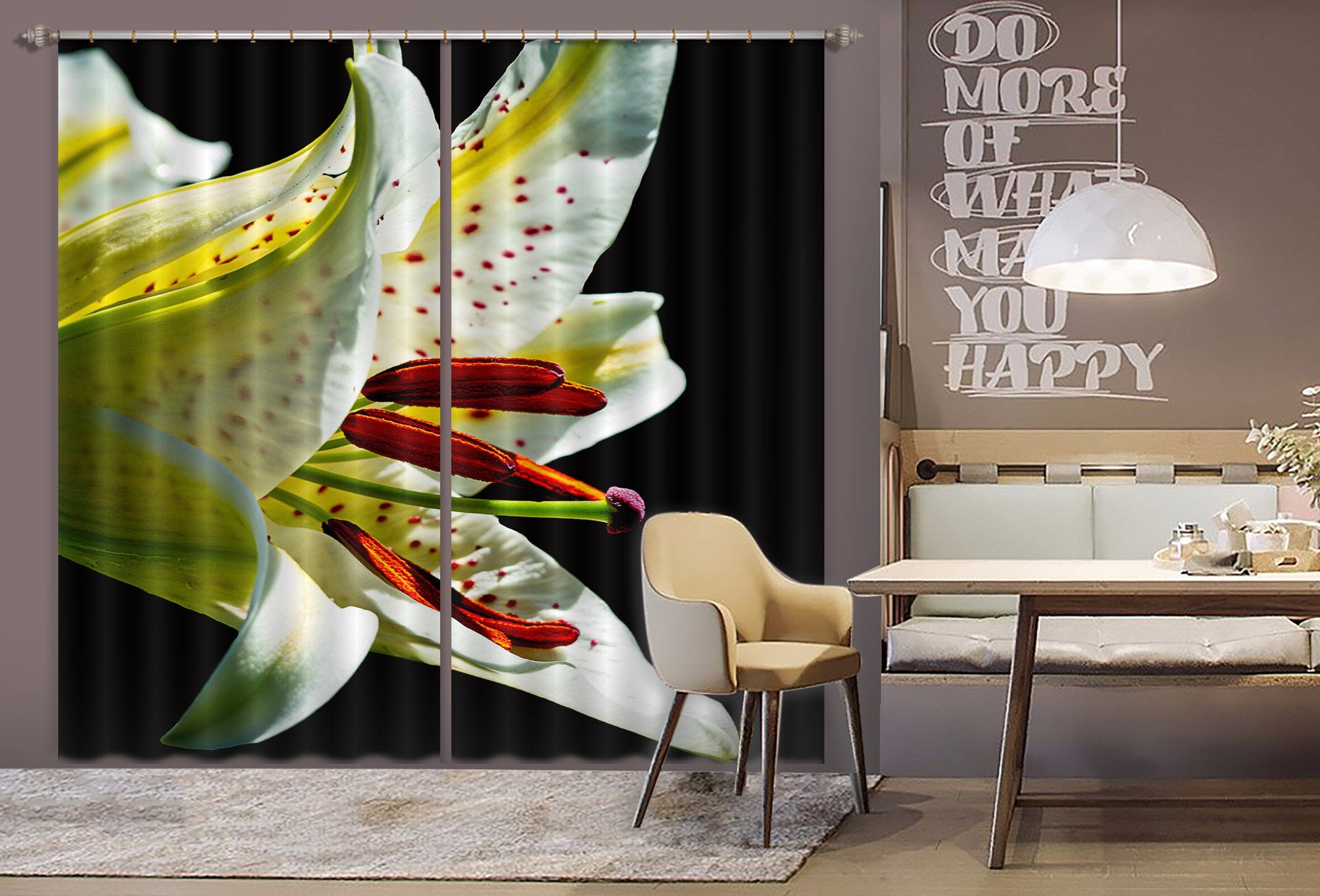 3D Lily 076 Kathy Barefield Curtain Curtains Drapes Curtains AJ Creativity Home