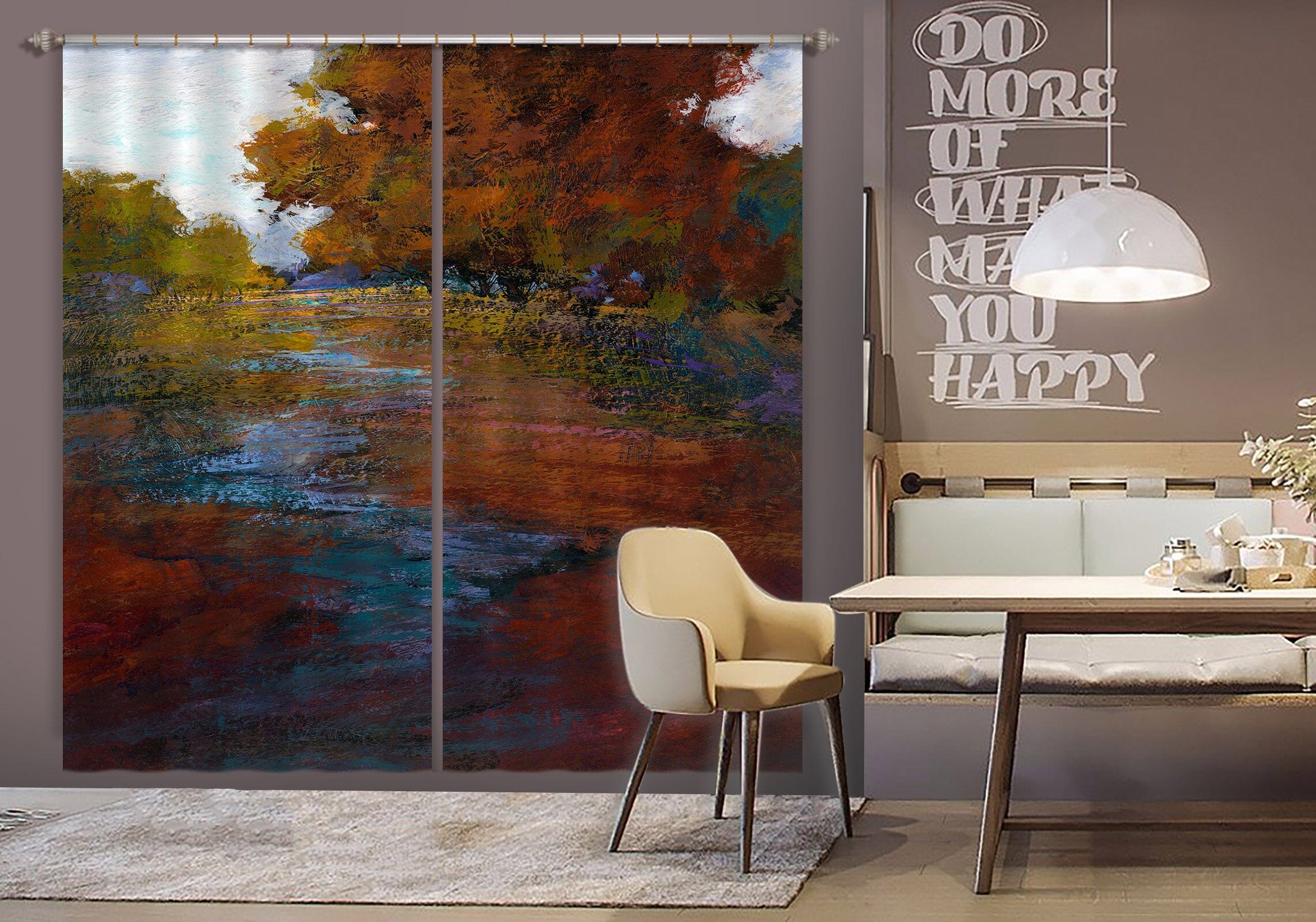 3D Forest River 244 Michael Tienhaara Curtain Curtains Drapes Curtains AJ Creativity Home