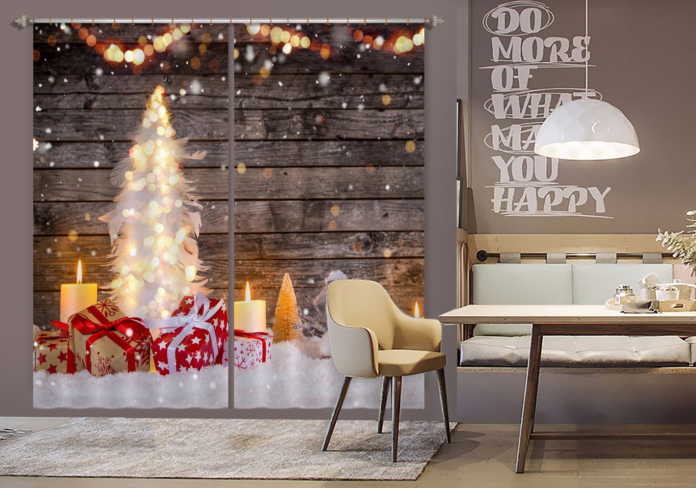 3D Snow Tree 52071 Christmas Curtains Drapes Xmas