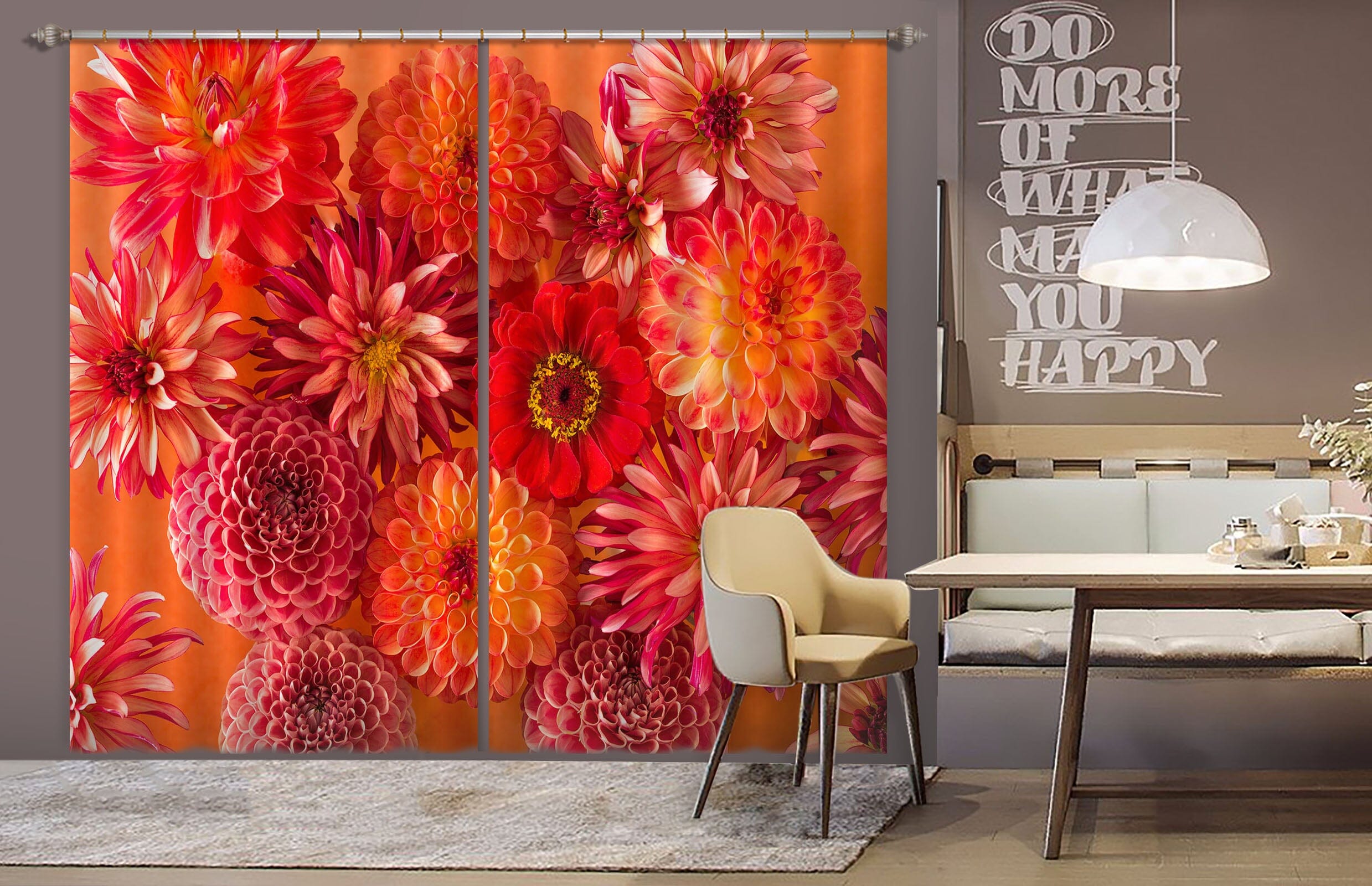 3D Red Chrysanthemum 226 Assaf Frank Curtain Curtains Drapes Curtains AJ Creativity Home