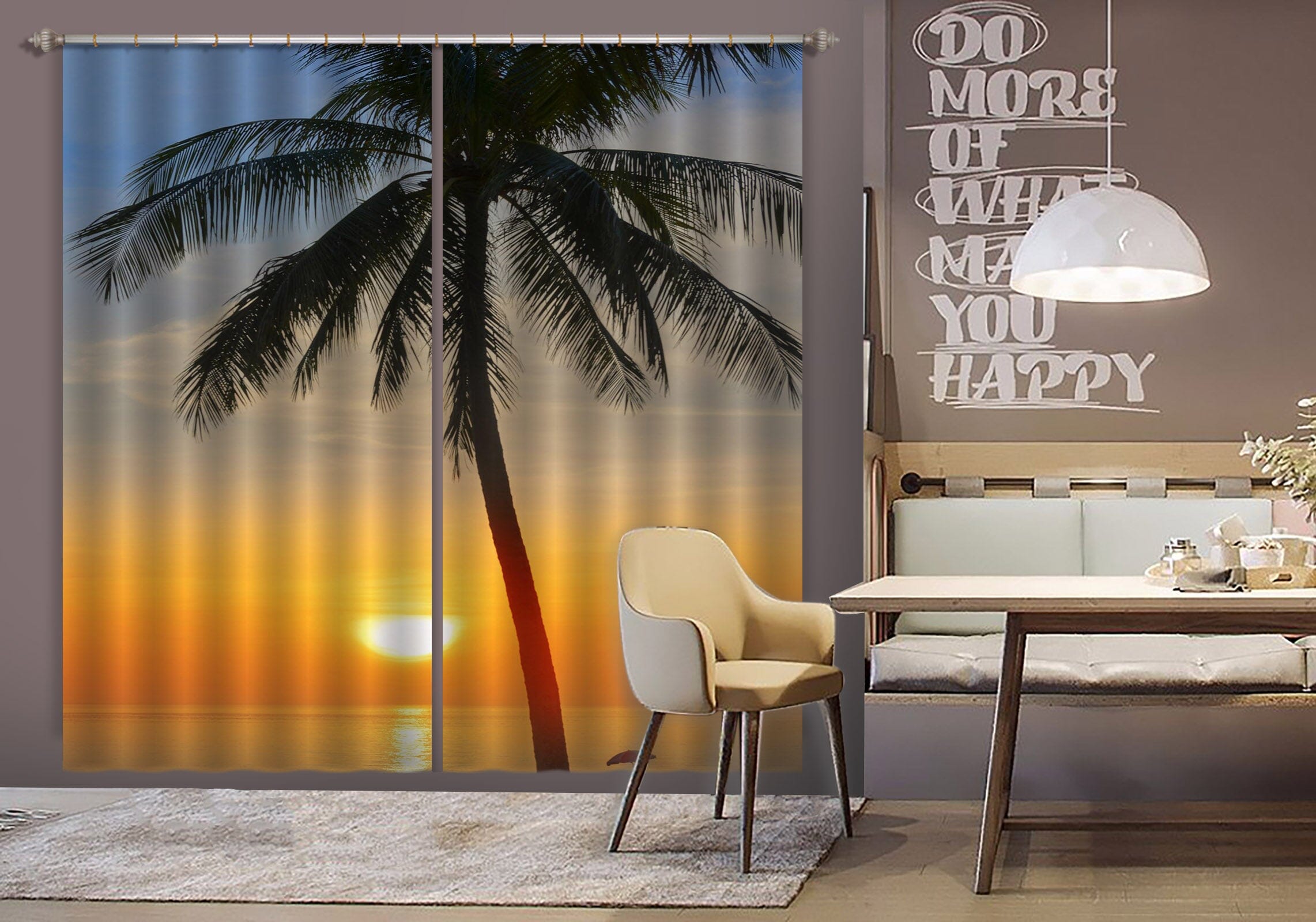 3D Sunset Coconut Tree 156 Marco Carmassi Curtain Curtains Drapes Curtains AJ Creativity Home