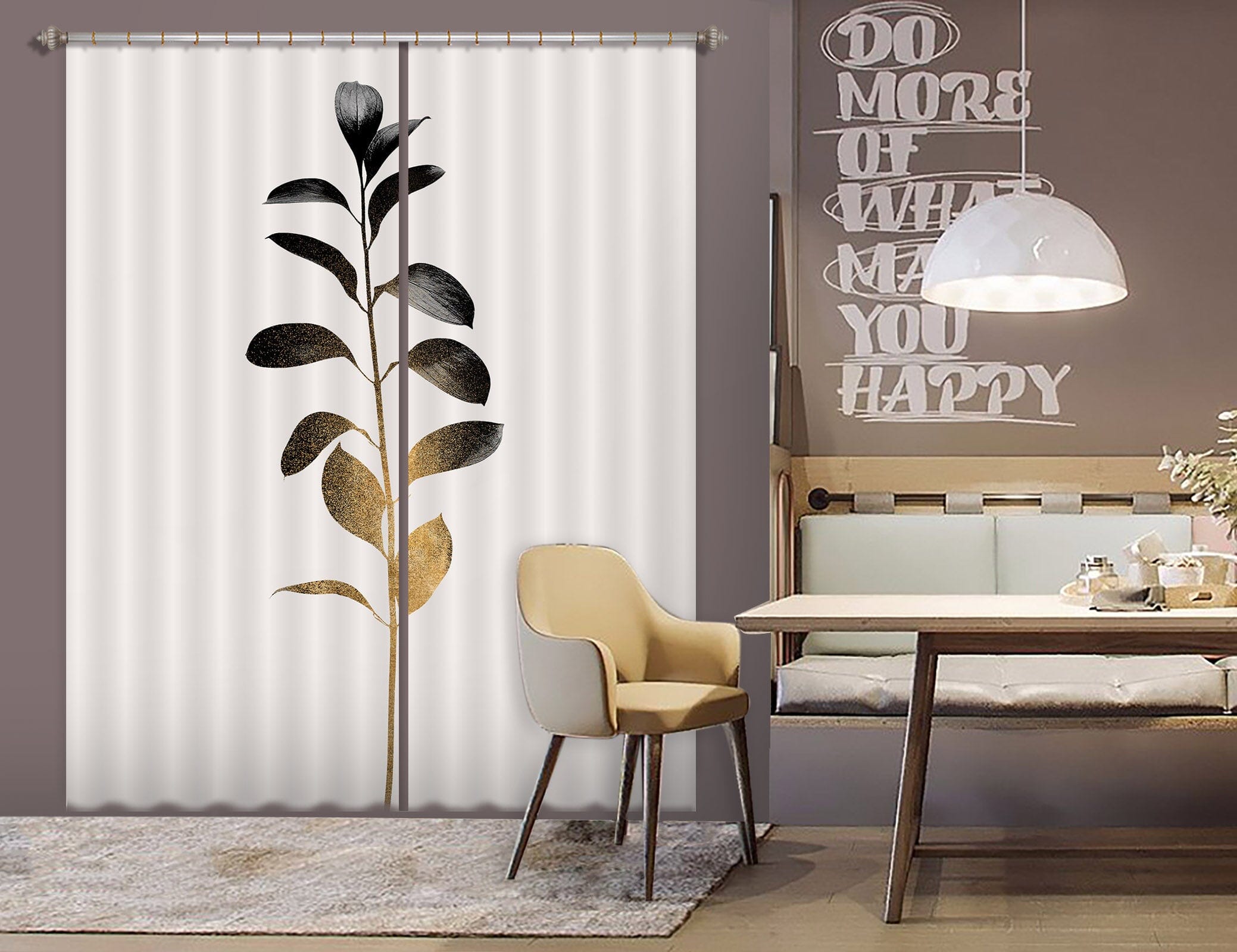 3D Golden Gradient Leaves 1084 Boris Draschoff Curtain Curtains Drapes Curtains AJ Creativity Home