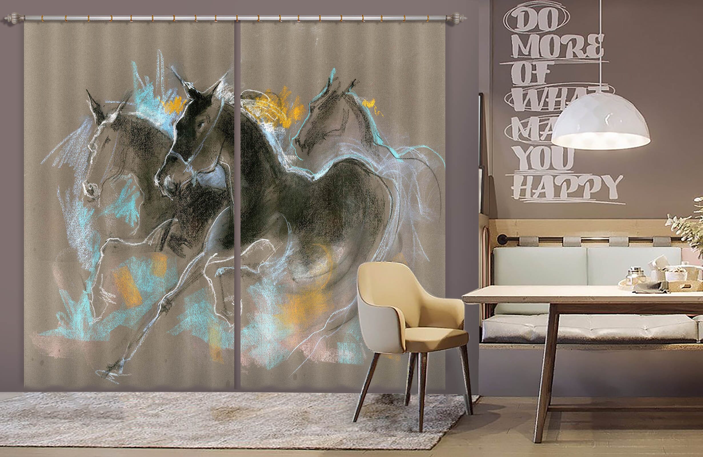 3D Running Horse 013 Anne Farrall Doyle Curtain Curtains Drapes Curtains AJ Creativity Home
