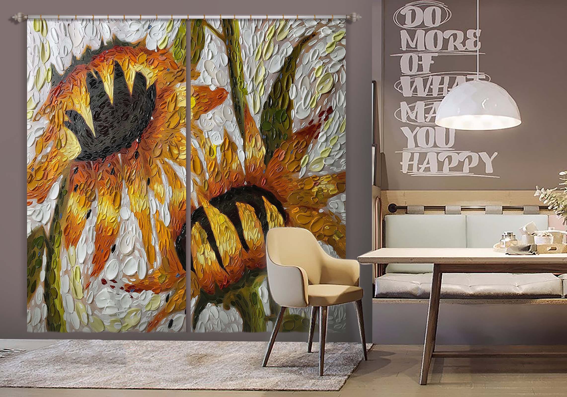 3D Sunflower Embrace 061 Dena Tollefson Curtain Curtains Drapes Curtains AJ Creativity Home