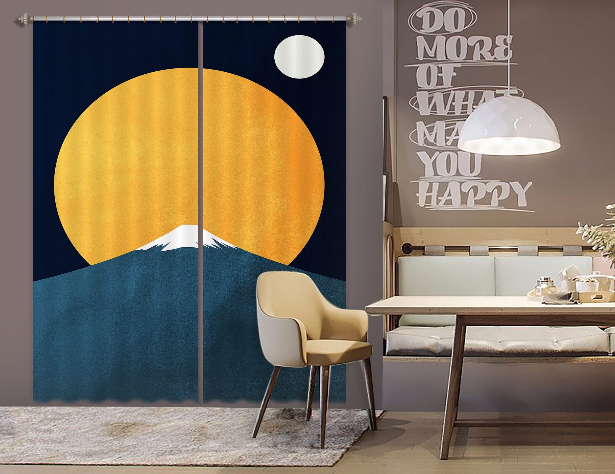 3D Yellow Moon 1053 Boris Draschoff Curtain Curtains Drapes Curtains AJ Creativity Home